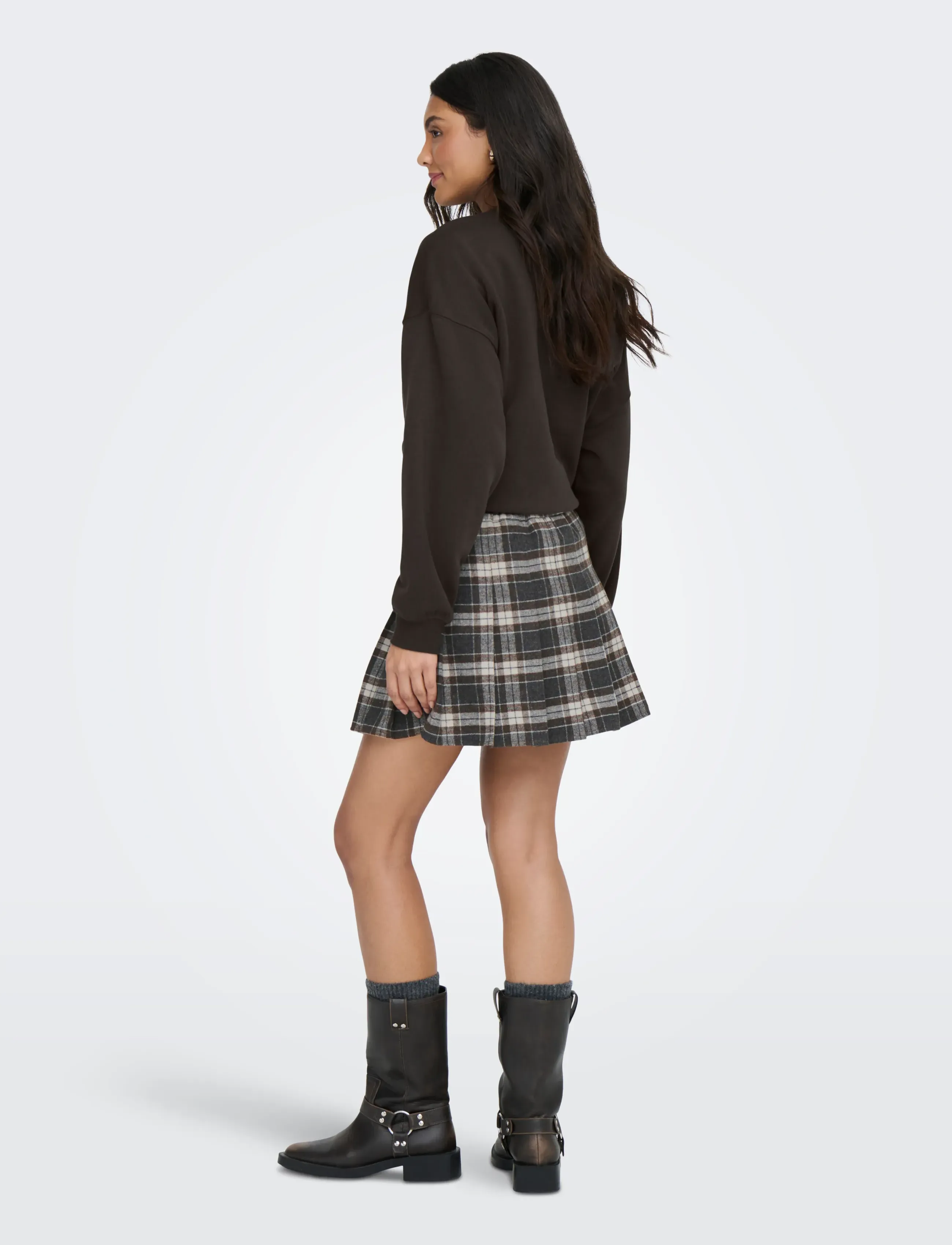 ONLY - ONLCHELSEA CHECK SKIRT PNT - plisowane spódnice - black - 3