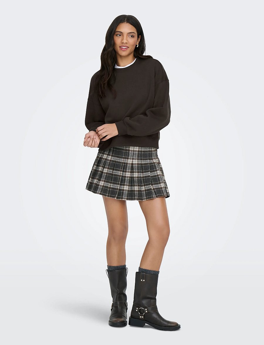 ONLY - ONLCHELSEA CHECK SKORT PNT - plisserede nederdele - black - 4