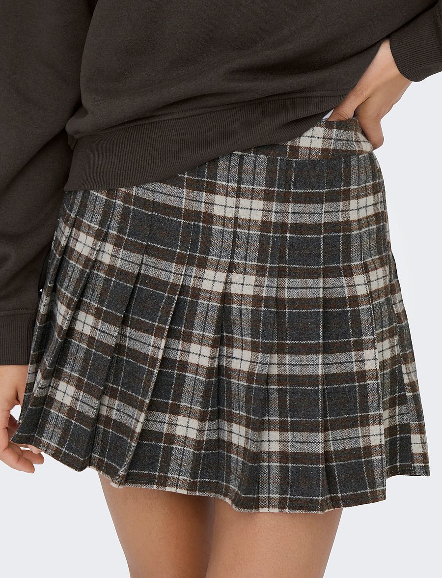 ONLY - ONLCHELSEA CHECK SKORT PNT - plisserede nederdele - black - 5