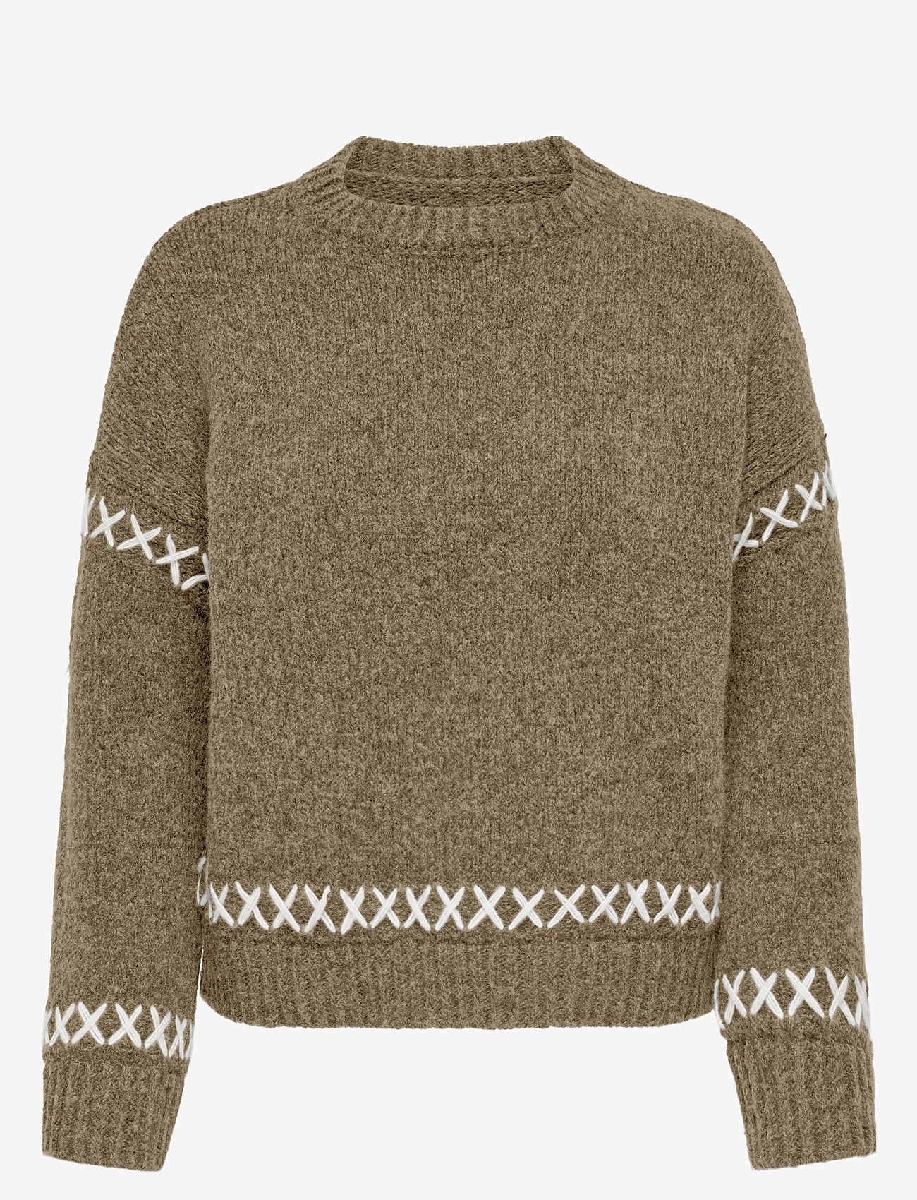 ONLY - ONLAMANDA LIFE LS O-NECK DETAIL CC KNT - stickade tröjor - malt ball - 1