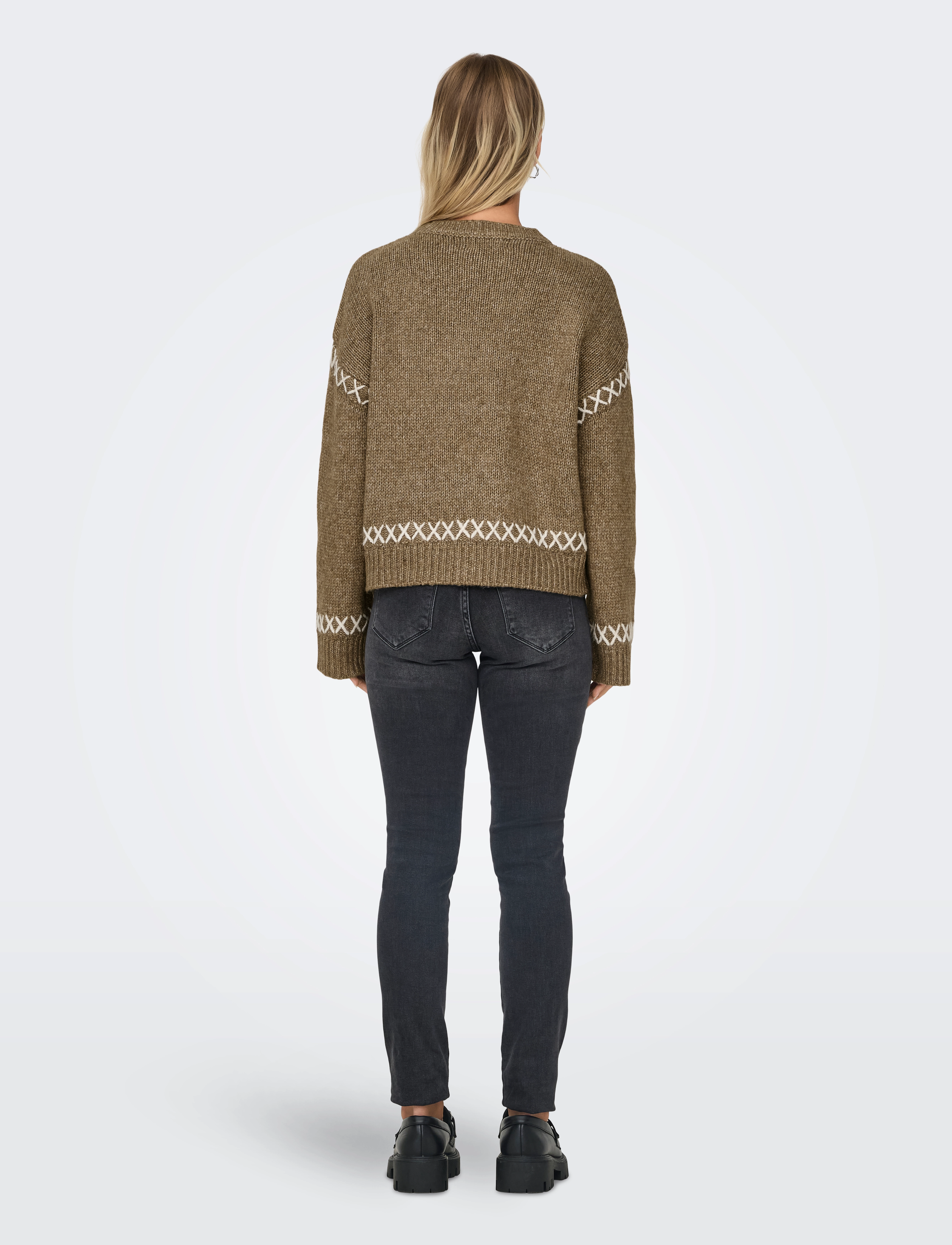 ONLY - ONLAMANDA LIFE LS O-NECK DETAIL CC KNT - laveste priser - malt ball - 3