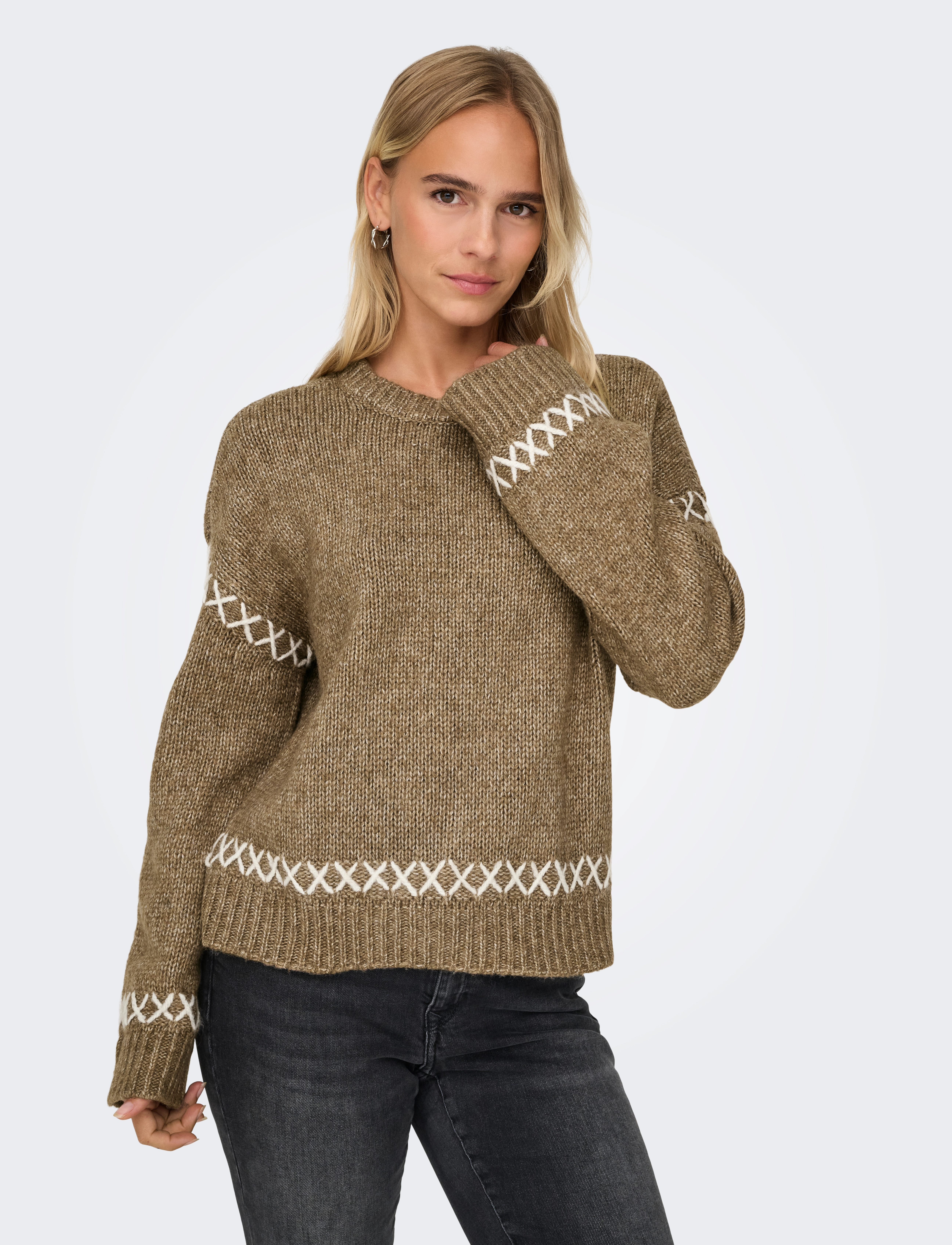 ONLY - ONLAMANDA LIFE LS O-NECK DETAIL CC KNT - laveste priser - malt ball - 4