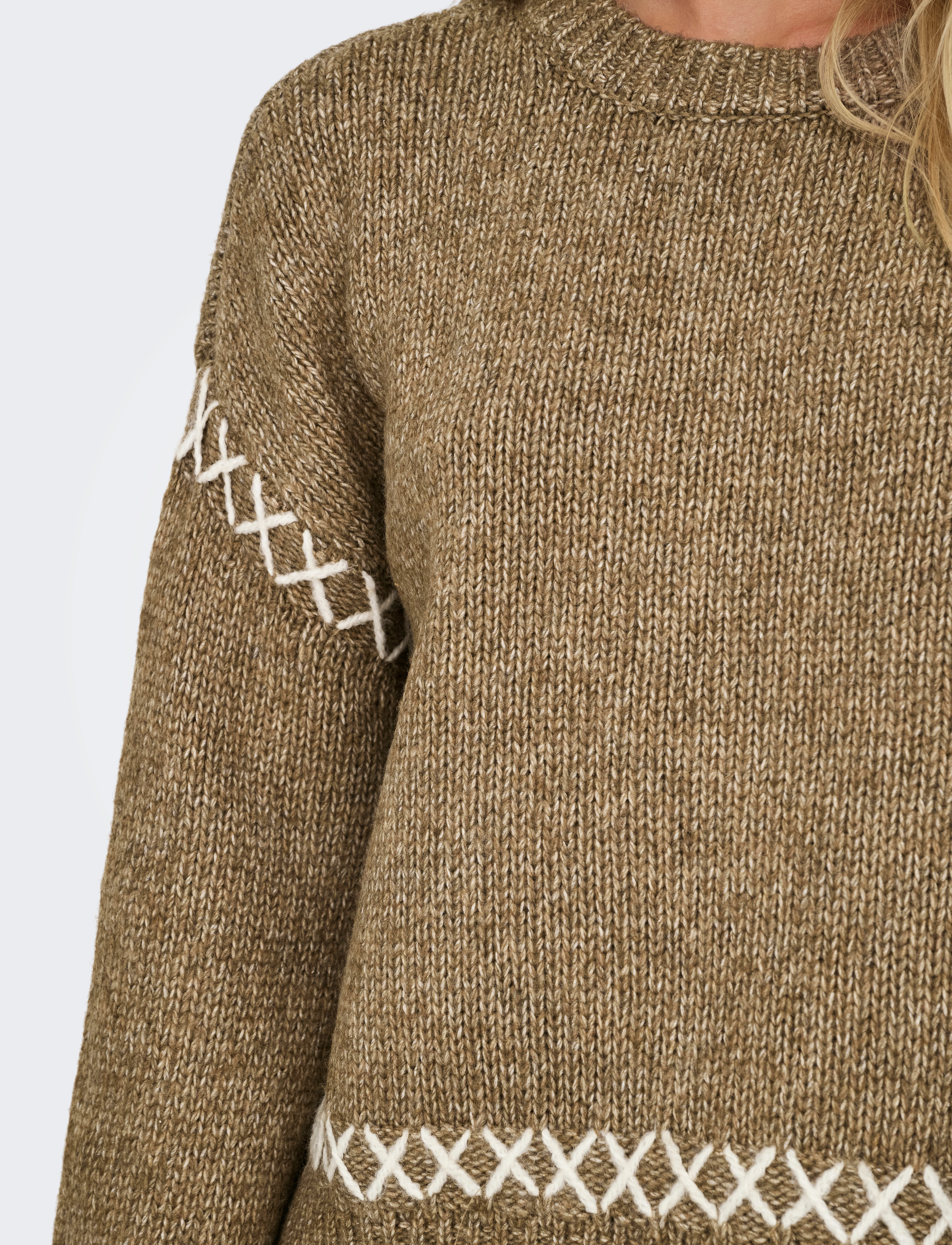 ONLY - ONLAMANDA LIFE LS O-NECK DETAIL CC KNT - laveste priser - malt ball - 5