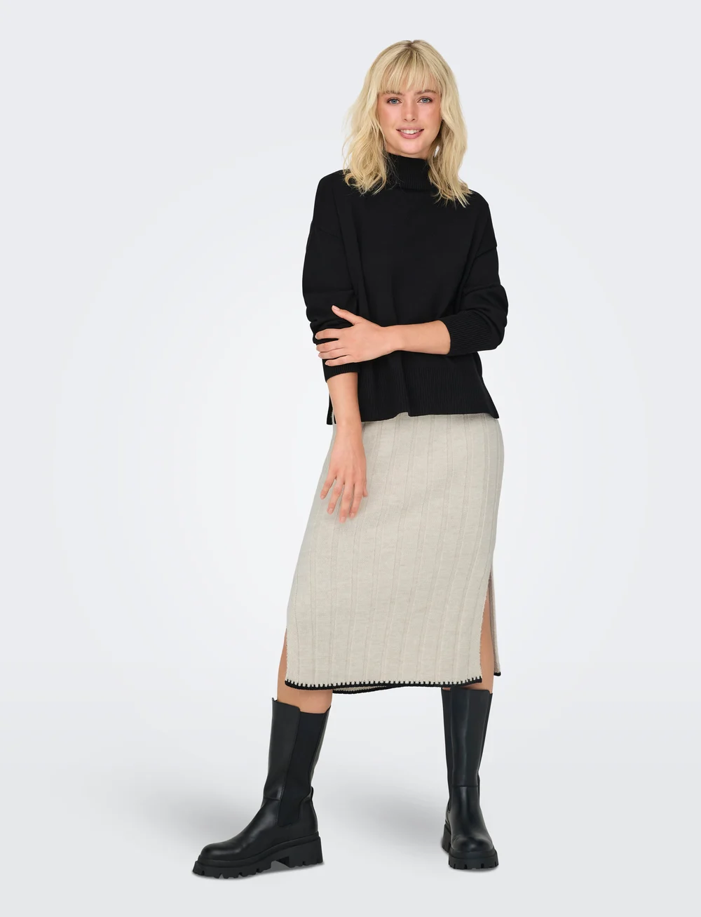 ONLY - ONLCHICK STITCH MV SKIRT KNT - knitted skirts - pumice stone - 4