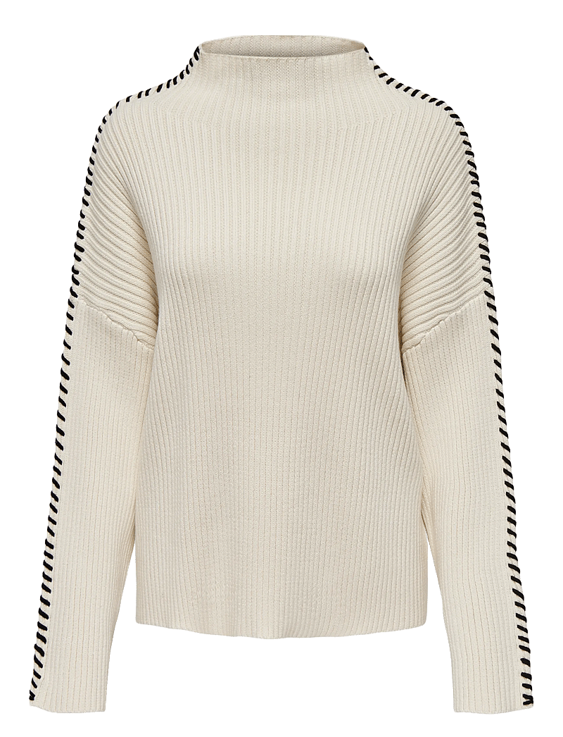 ONLY - ONLQUEENIE LS CONTRAST HIGH NECK PRM KNT - sviitrid - birch - 1