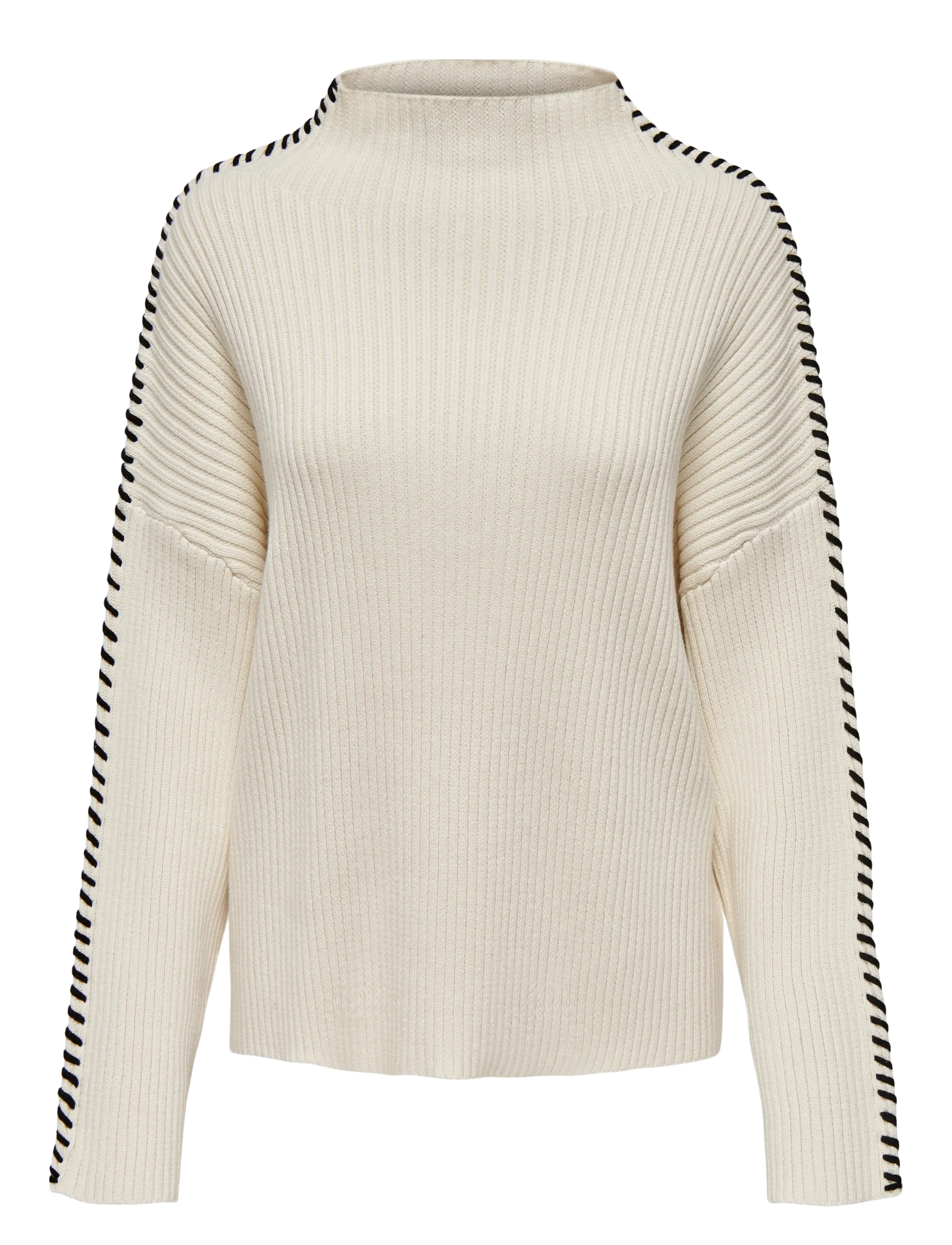 ONLY - ONLQUEENIE LS CONTRAST HIGH NECK PRM KNT - laveste priser - birch - 1