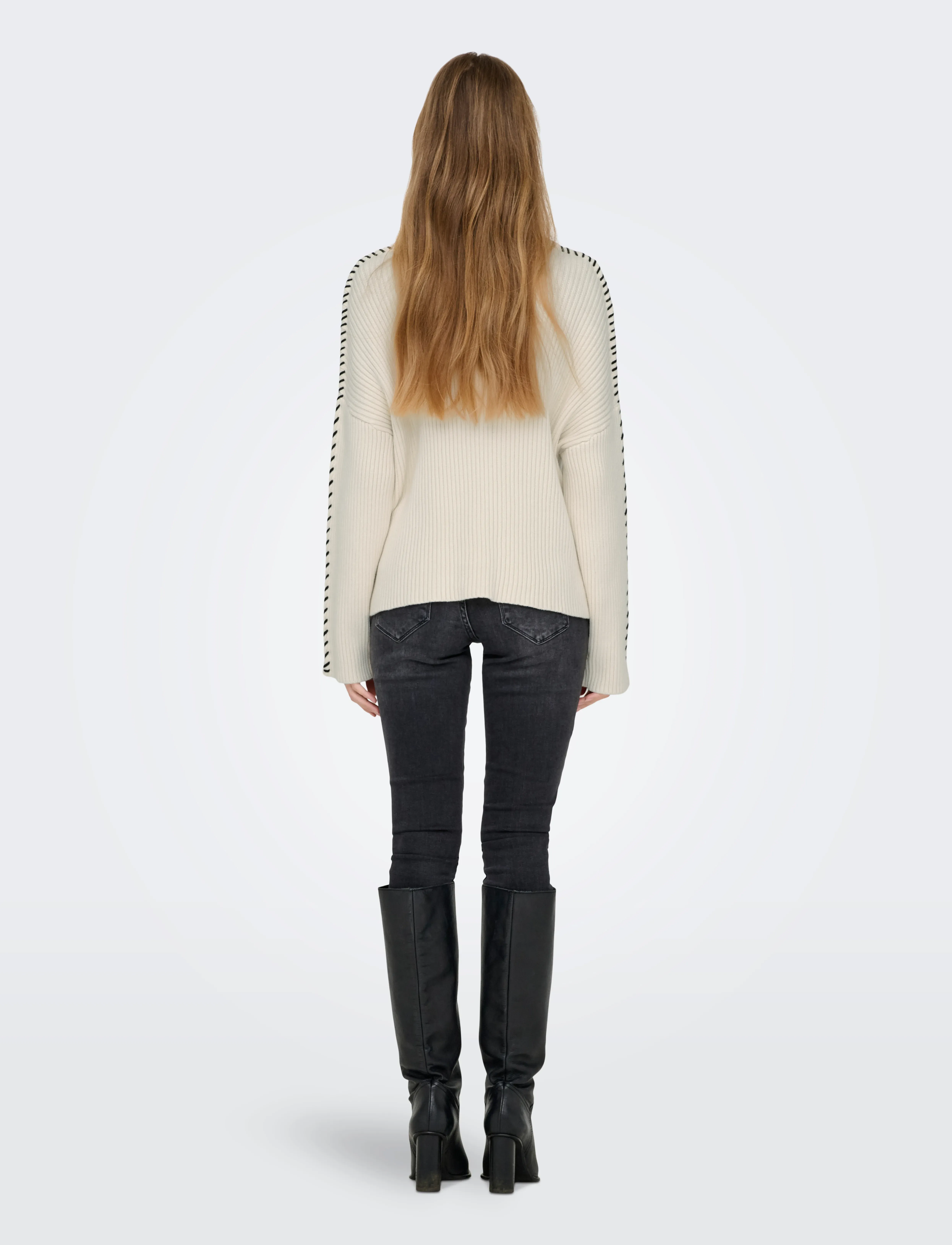 ONLY - ONLQUEENIE LS CONTRAST HIGH NECK PRM KNT - laveste priser - birch - 3