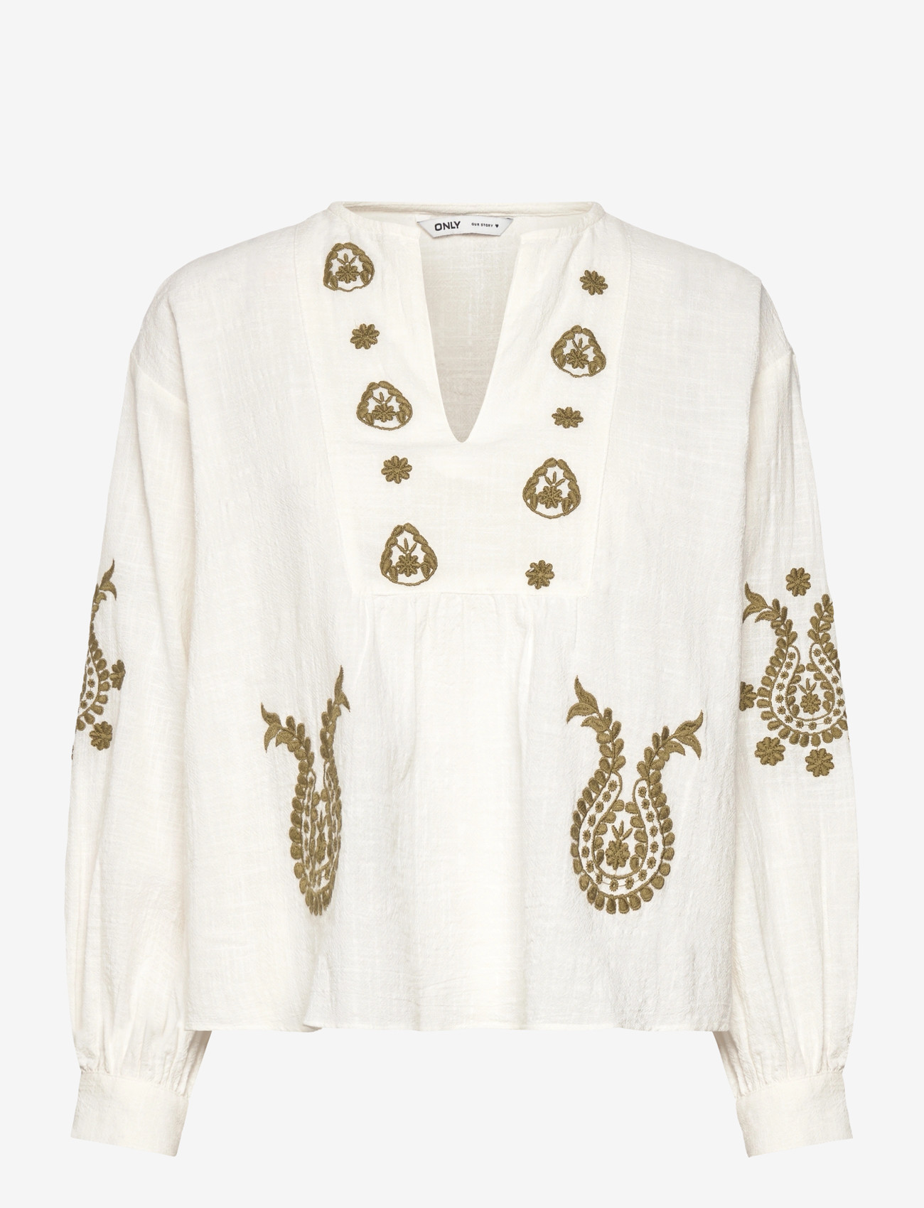 ONLY - ONLMOON L/S EMB TOP WVN NOOS - long sleeved blouses - cloud dancer - 0
