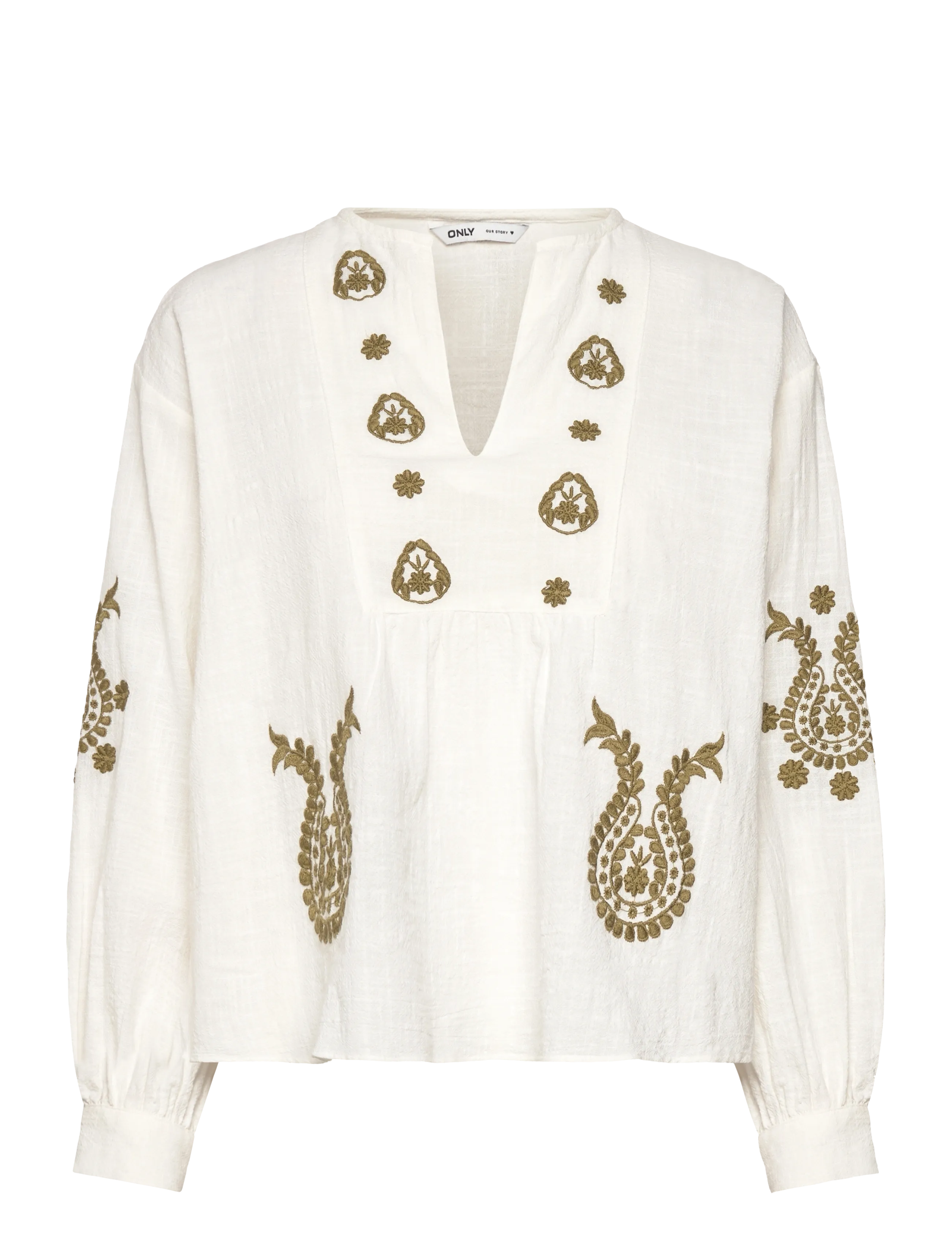 ONLY ONLMOON L/S EMB TOP WVN NOOS - ONLY - CLOUD DANCER / cream