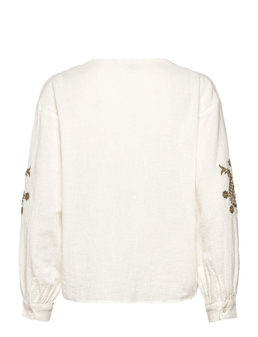 ONLY - ONLMOON L/S EMB TOP WVN NOOS - långärmade blusar - cloud dancer - 1