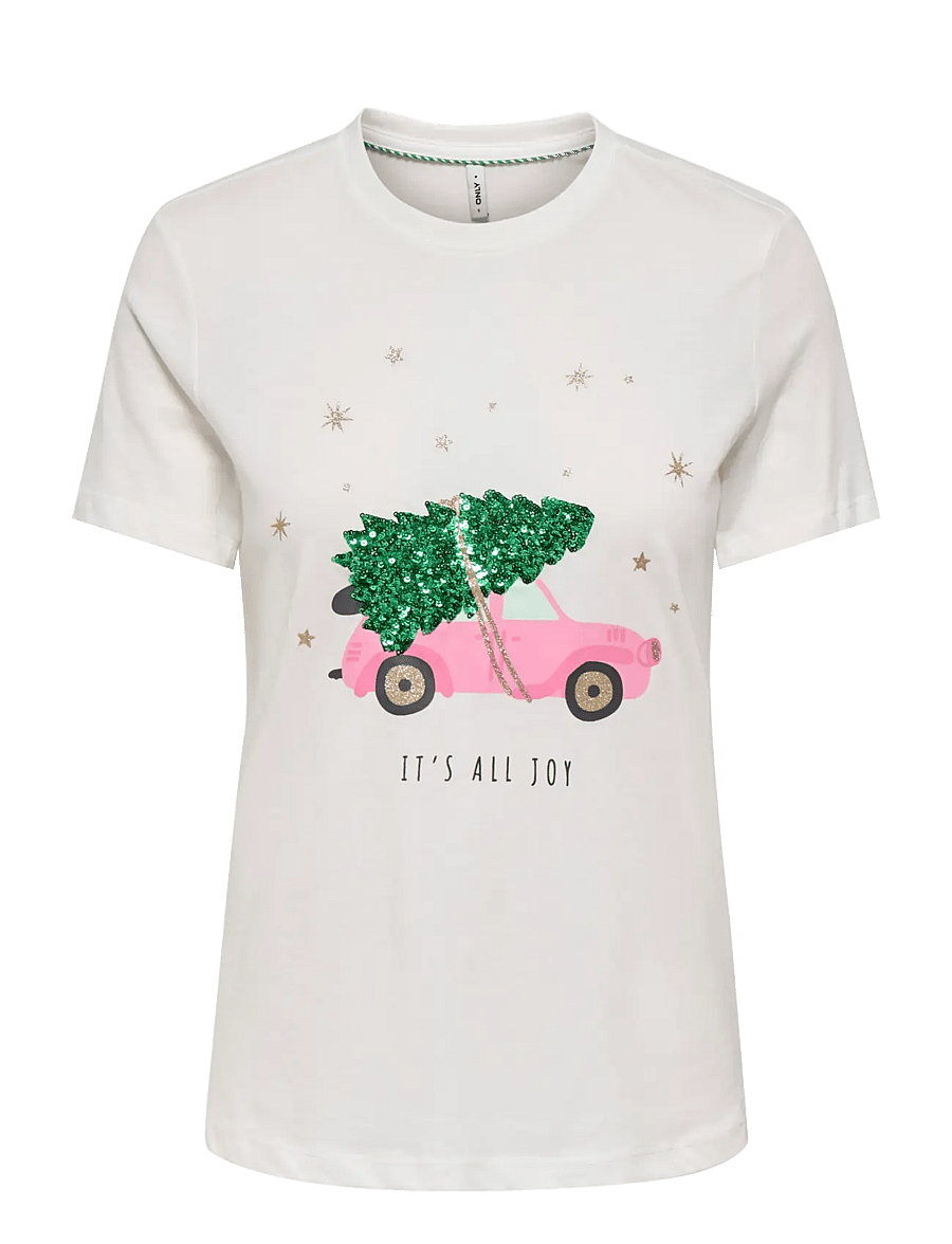 ONLY - ONLKITA REG S/S TOP BOX XMAS JRS - t-shirts - cloud dancer - 1