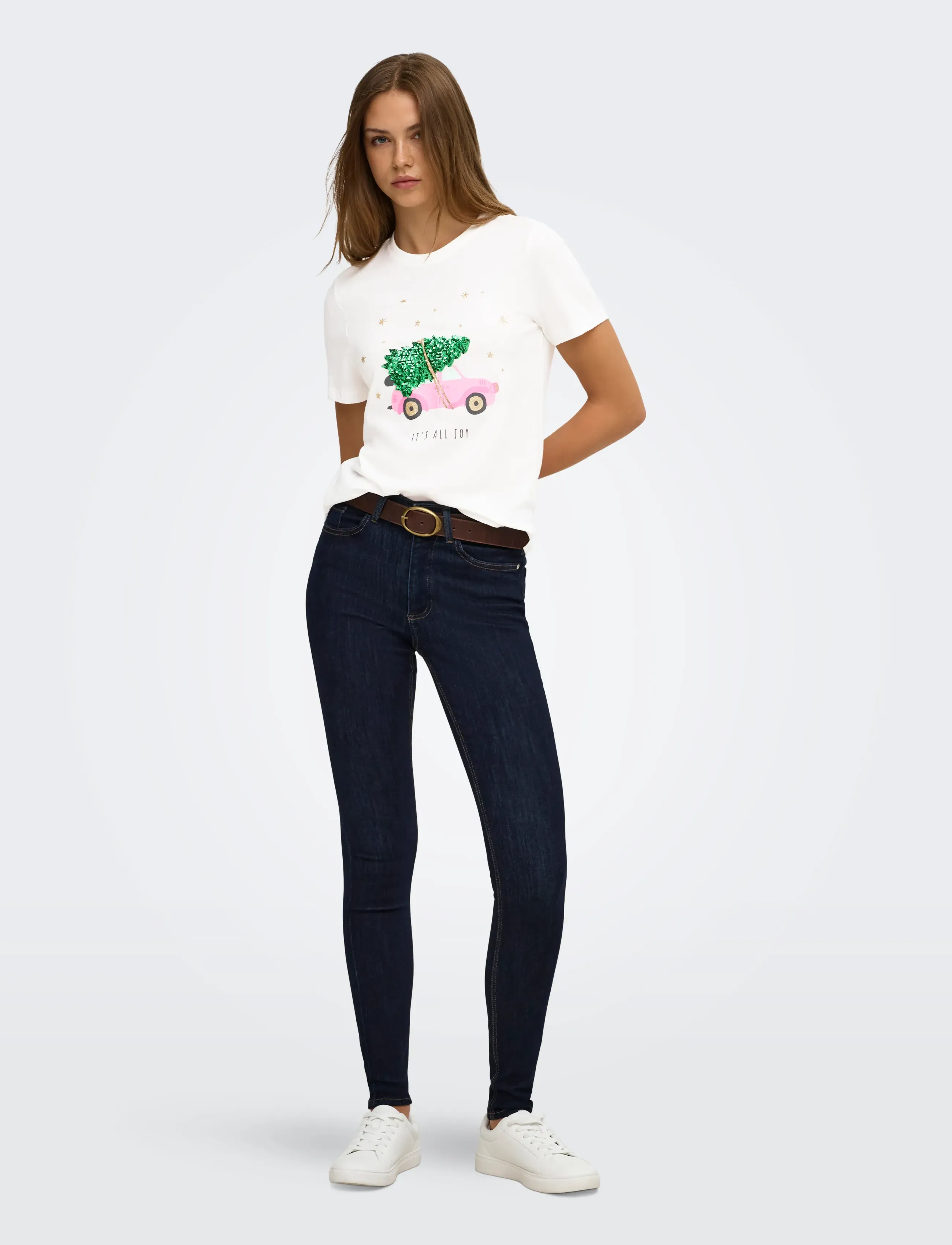 ONLY - ONLKITA REG S/S TOP BOX XMAS JRS - cloud dancer - 4