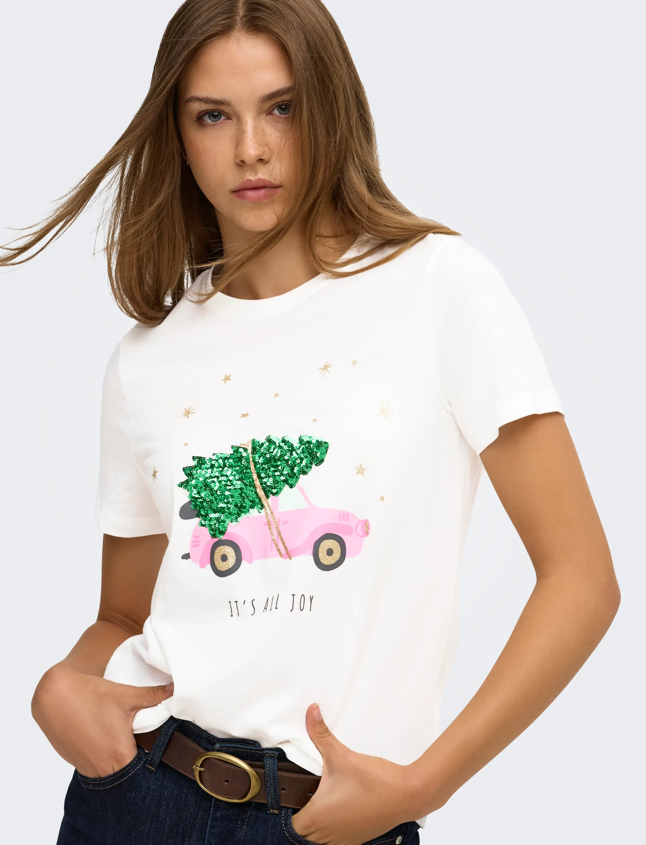 ONLY - ONLKITA REG S/S TOP BOX XMAS JRS - cloud dancer - 5
