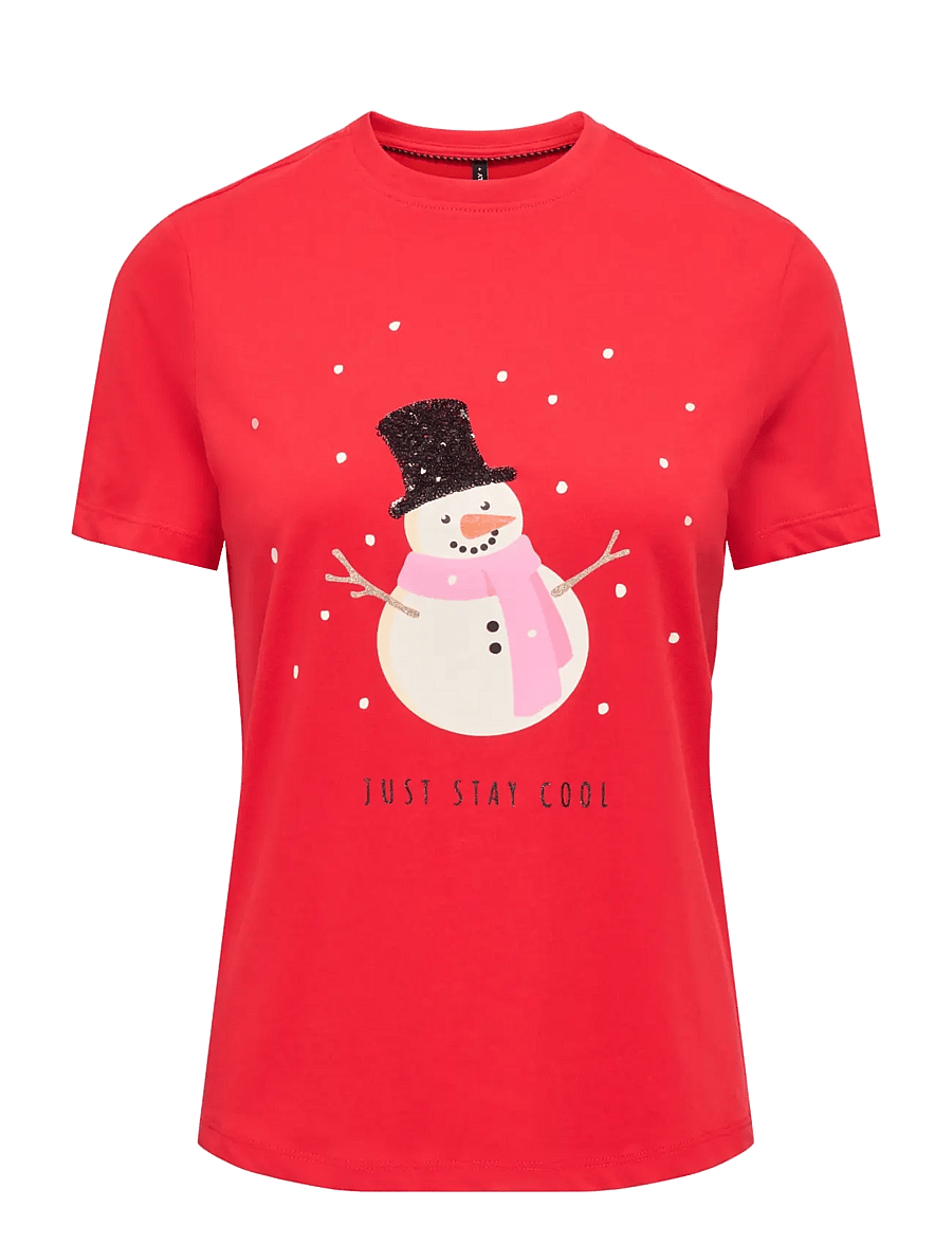 ONLY - ONLKITA REG S/S TOP BOX XMAS JRS - t-shirts - high risk red - 1