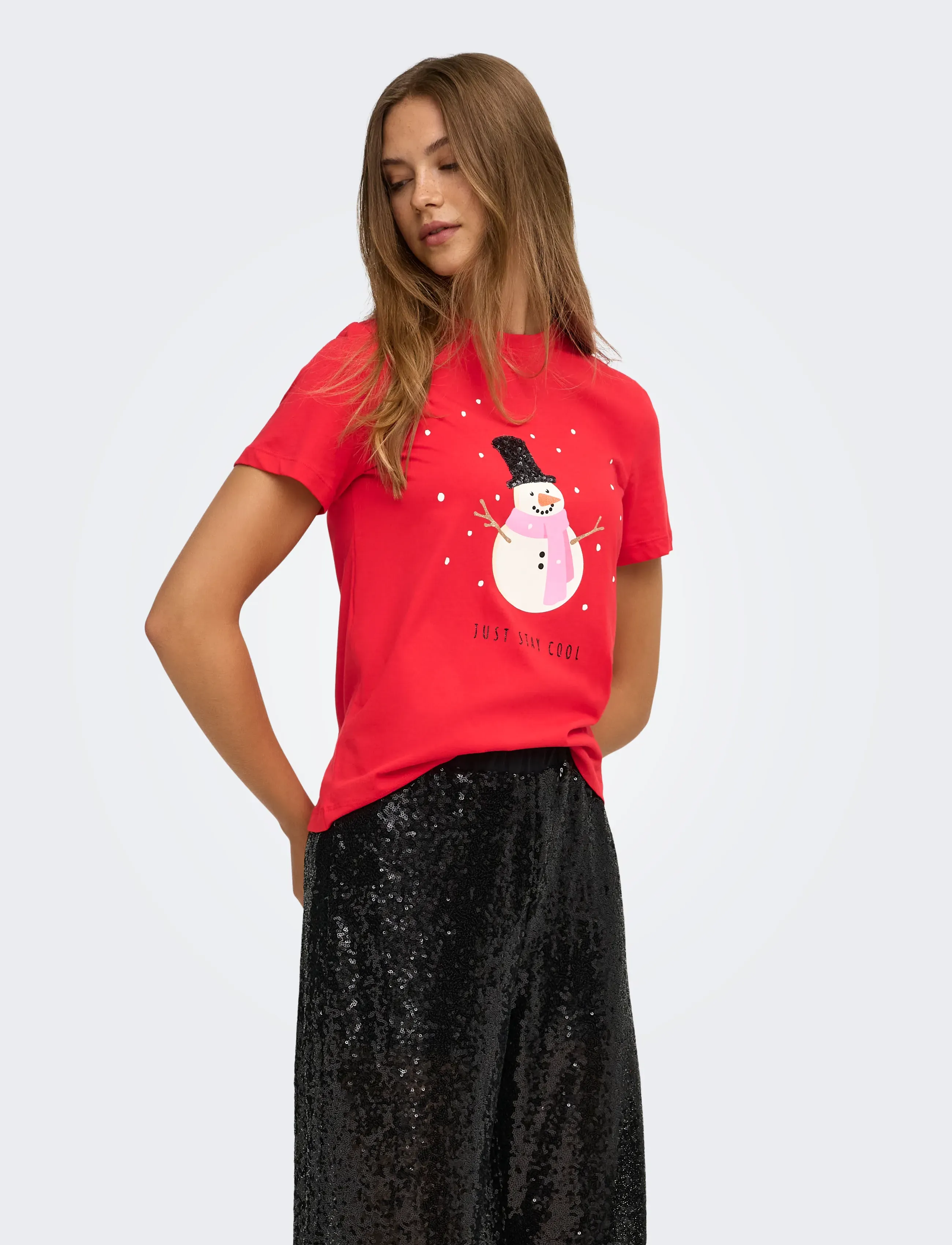 ONLY ONLKITA REG S/S TOP BOX XMAS JRS - ONLY - HIGH RISK RED / red