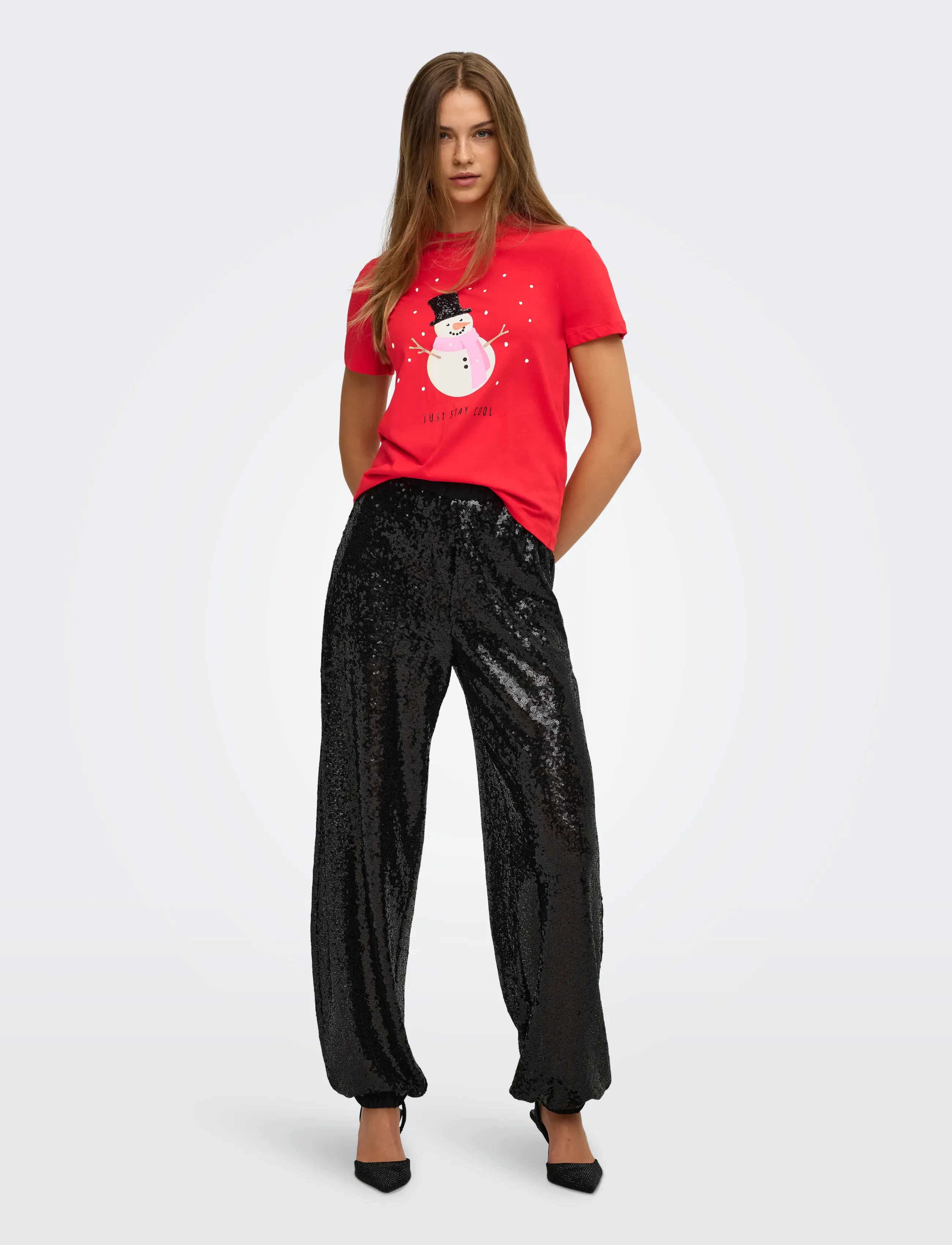 ONLY - ONLKITA REG S/S TOP BOX XMAS JRS - high risk red - 4