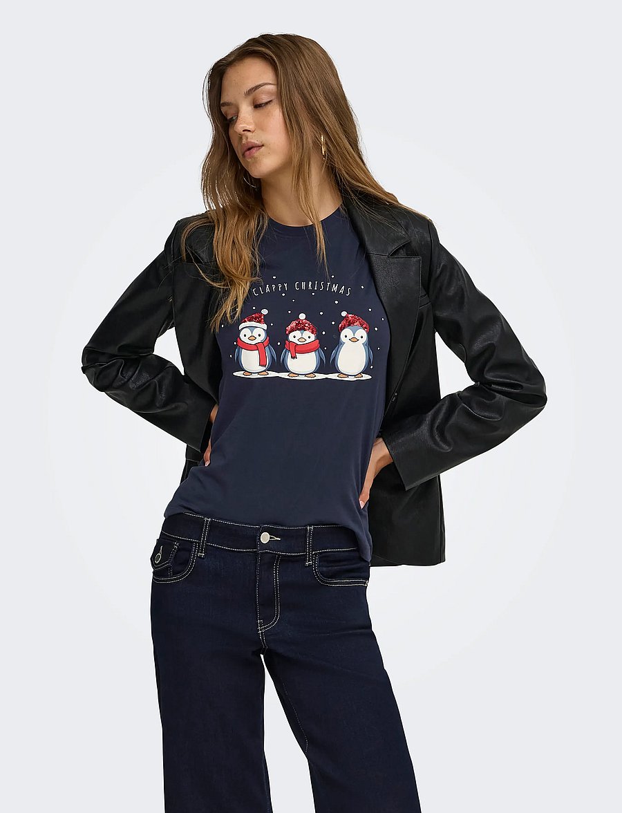 ONLY - ONLKITA REG S/S TOP BOX XMAS JRS - t-shirts - night sky - 0