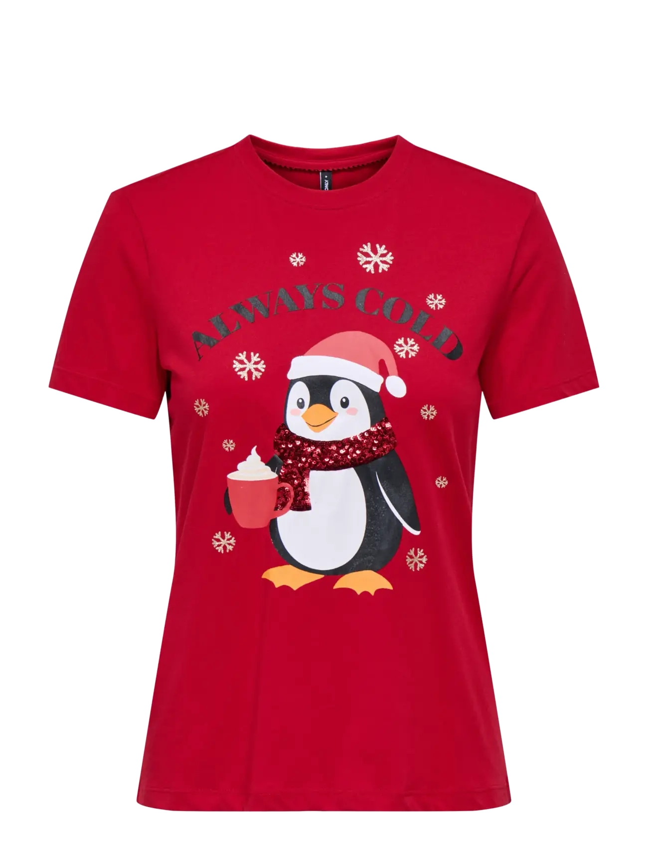ONLY ONLKITA LIFE REG S/S TOP BOX XMAS JRS - T-Shirts & Tops - URBAN RED / red