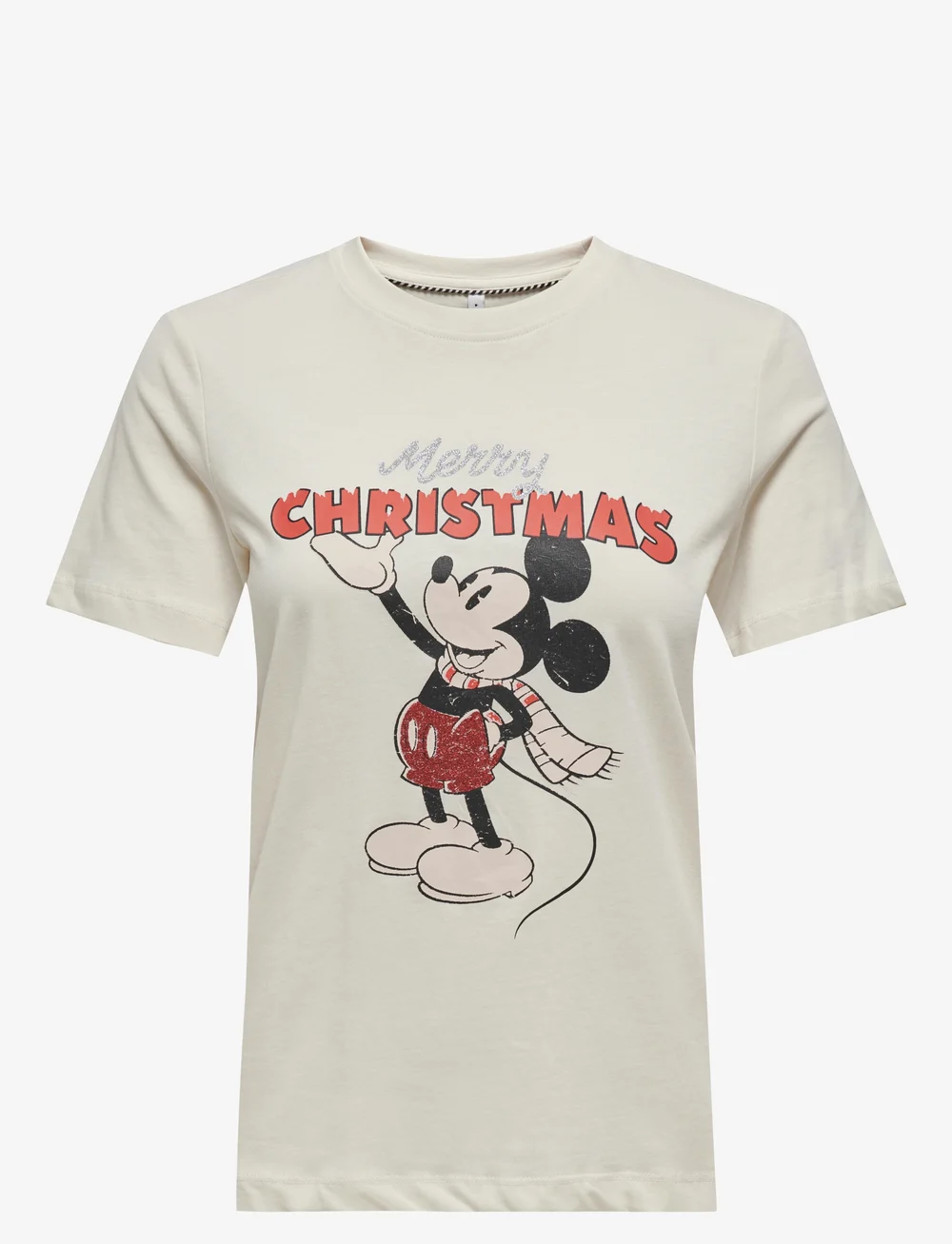 ONLY - ONLMICKEY LIFE REG S/S TOP BOX XMAS JRS - t-shirts - gardenia - 1