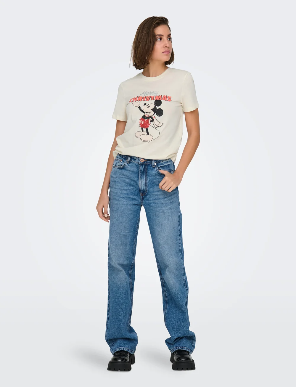 ONLY - ONLMICKEY LIFE REG S/S TOP BOX XMAS JRS - t-shirts - gardenia - 5