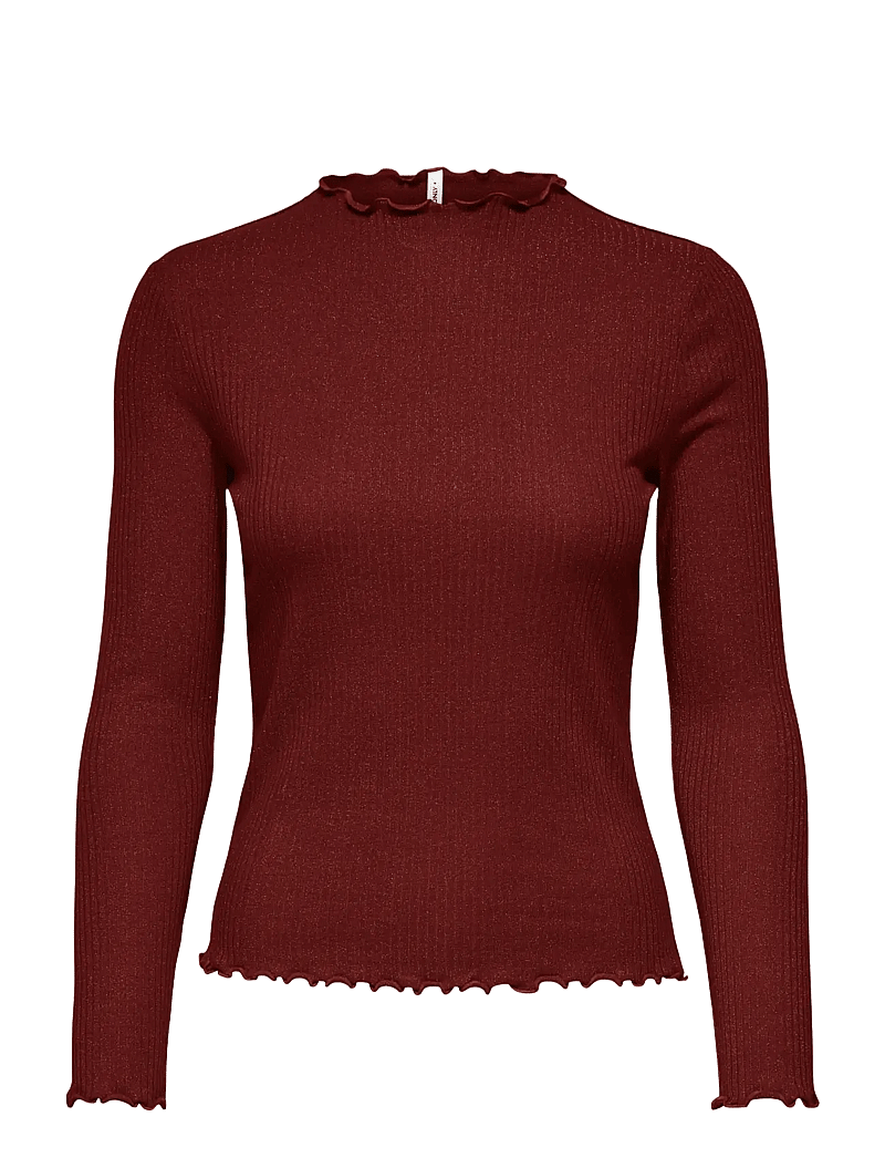 ONLY - ONLEMMA LIFE LS GLITTER TOP JRS NOOS - langærmede toppe - madder brown - 1
