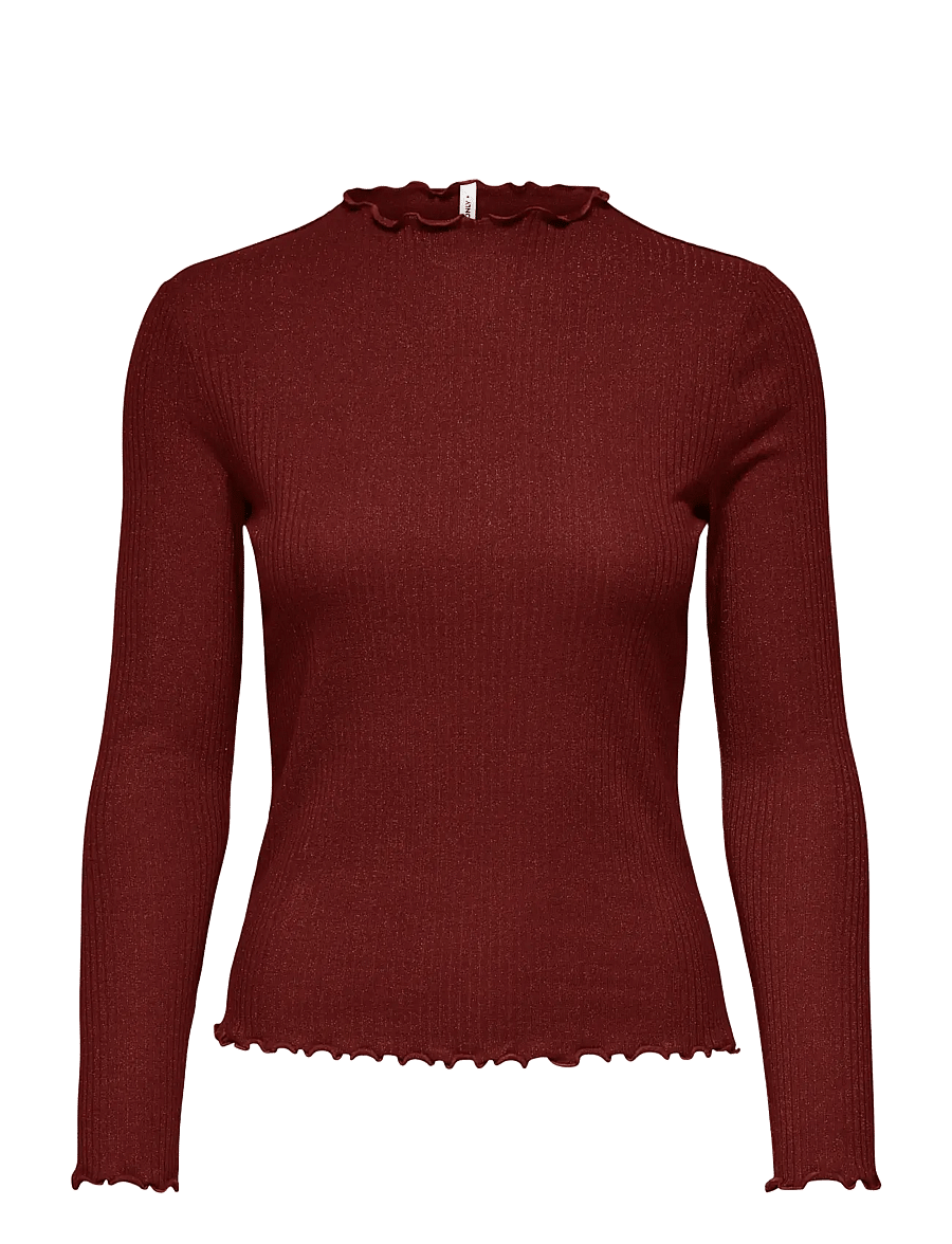 ONLY - ONLEMMA LIFE LS GLITTER TOP JRS NOOS - langärmlige tops - madder brown - 1