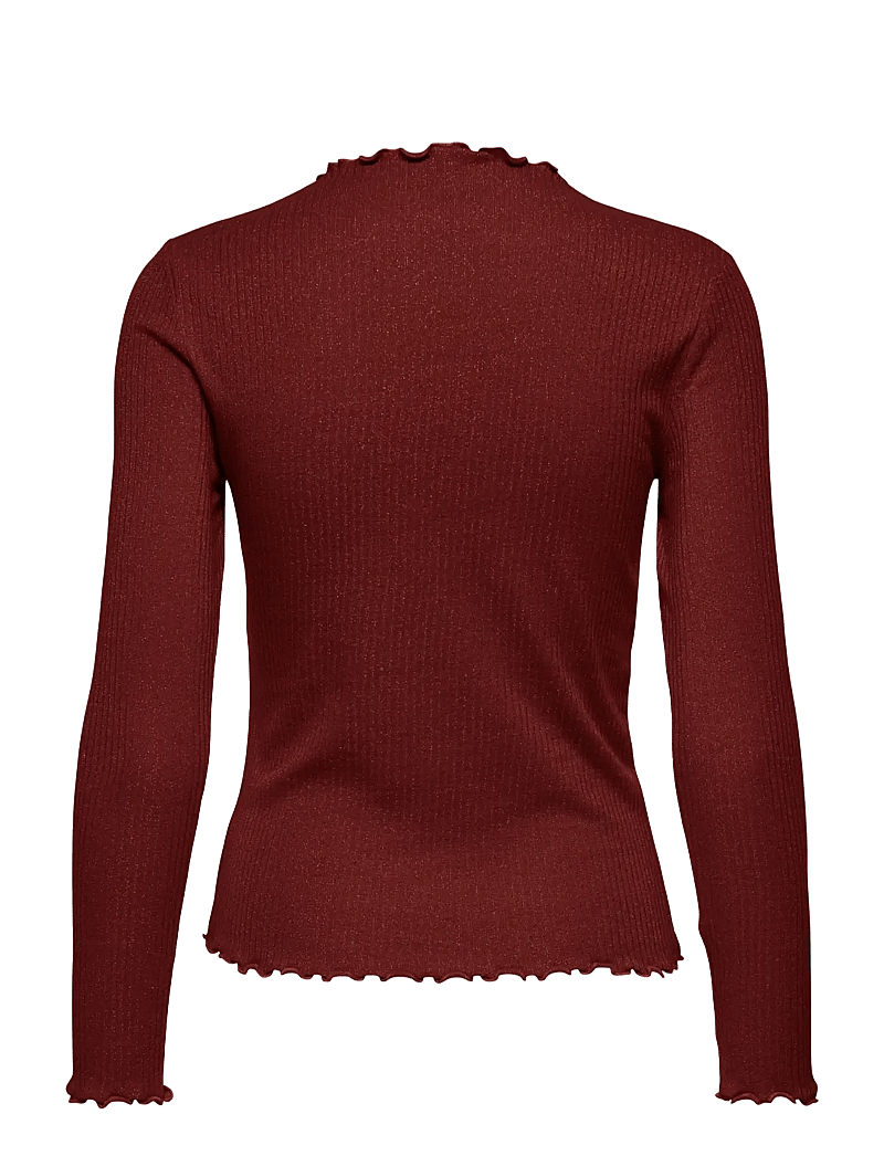 ONLY - ONLEMMA LIFE LS GLITTER TOP JRS NOOS - langærmede toppe - madder brown - 2