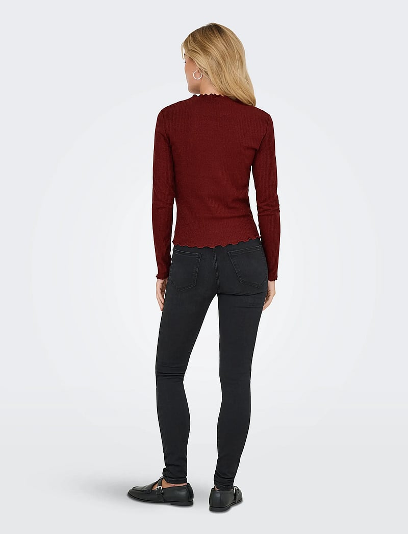 ONLY - ONLEMMA LIFE LS GLITTER TOP JRS NOOS - langærmede toppe - madder brown - 3