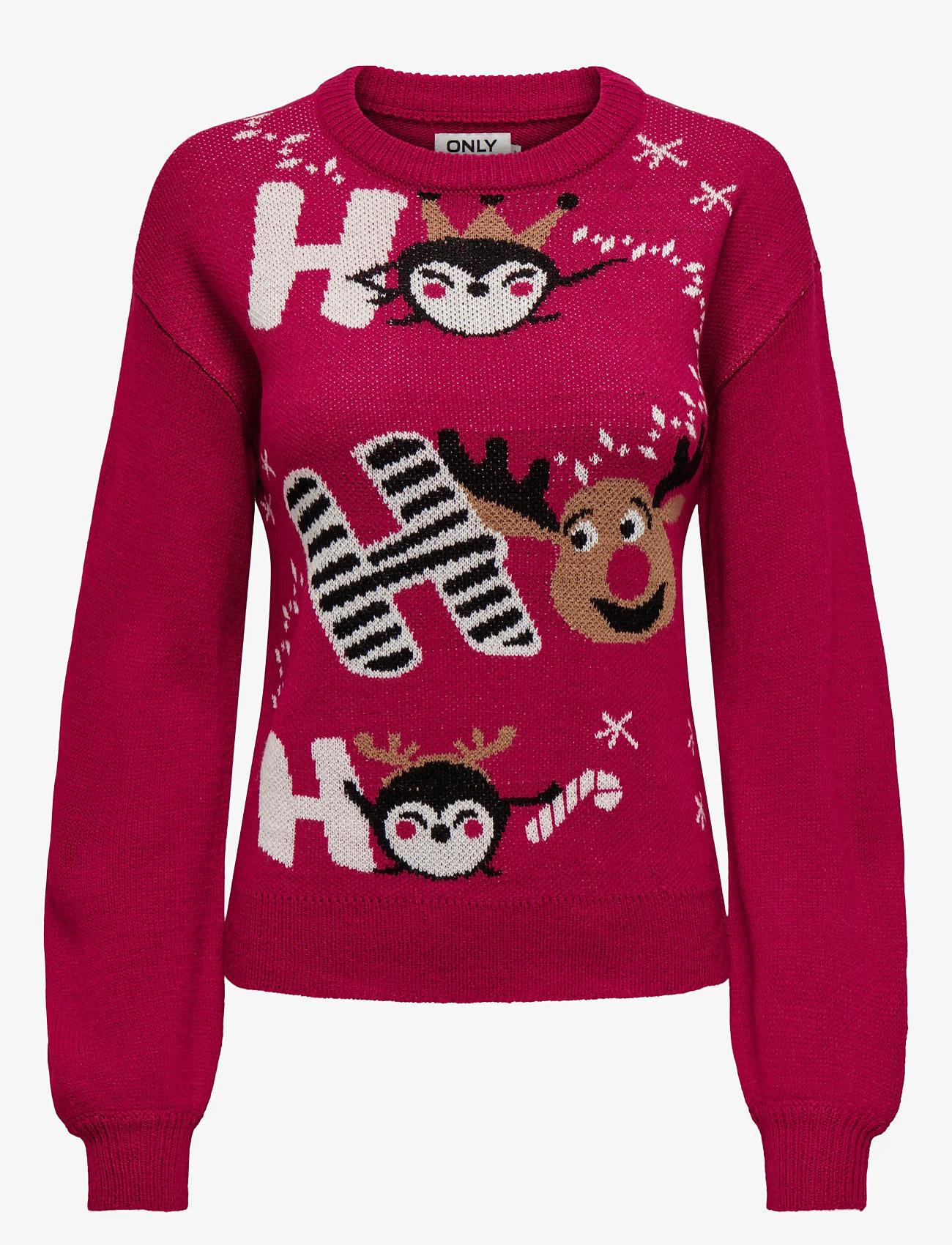 ONLY - ONLXMAS LS BALLOON O-NECK BOX KNT - chili pepper - 1