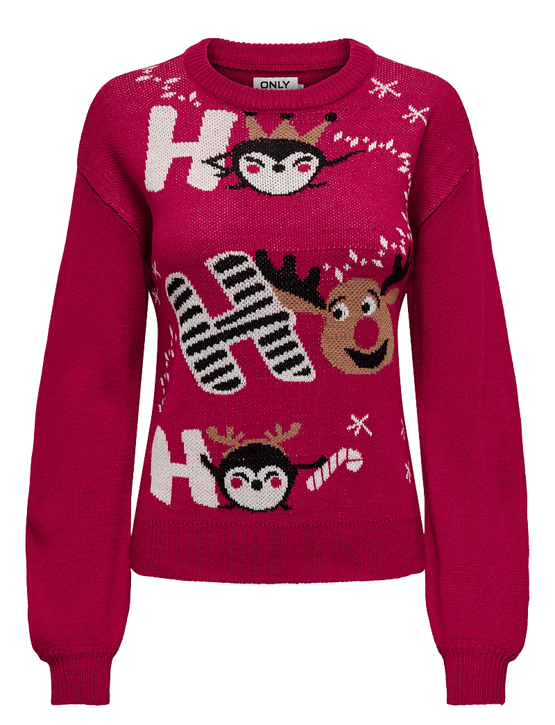 ONLY - ONLXMAS LS BALLOON O-NECK BOX KNT - chili pepper - 1
