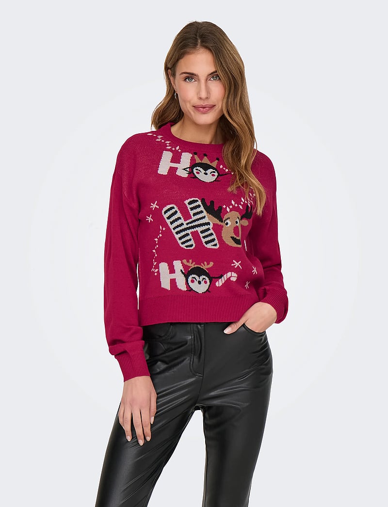 ONLY - ONLXMAS LS BALLOON O-NECK BOX KNT - chili pepper - 0