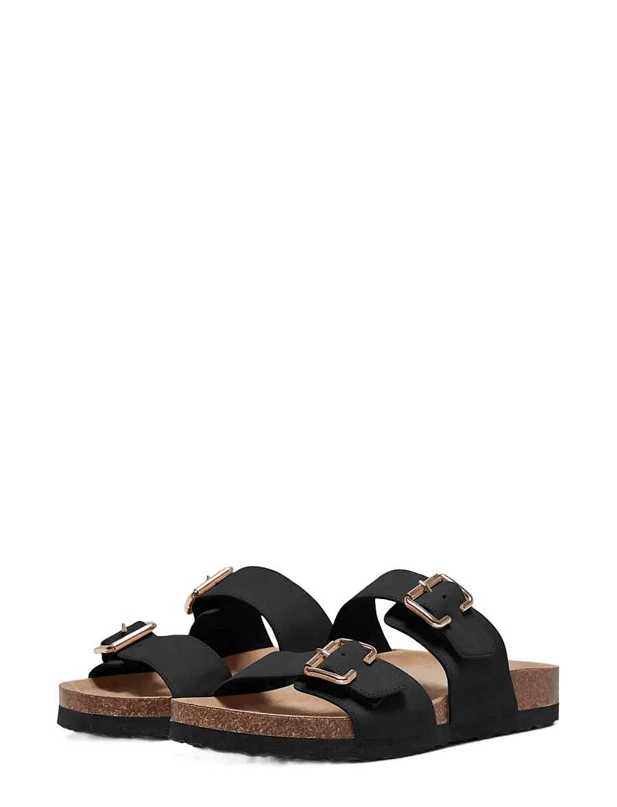 ONLY - ONLMAXI-13 PU STRAP BUCKLE SANDAL - flache sandalen - black - 2