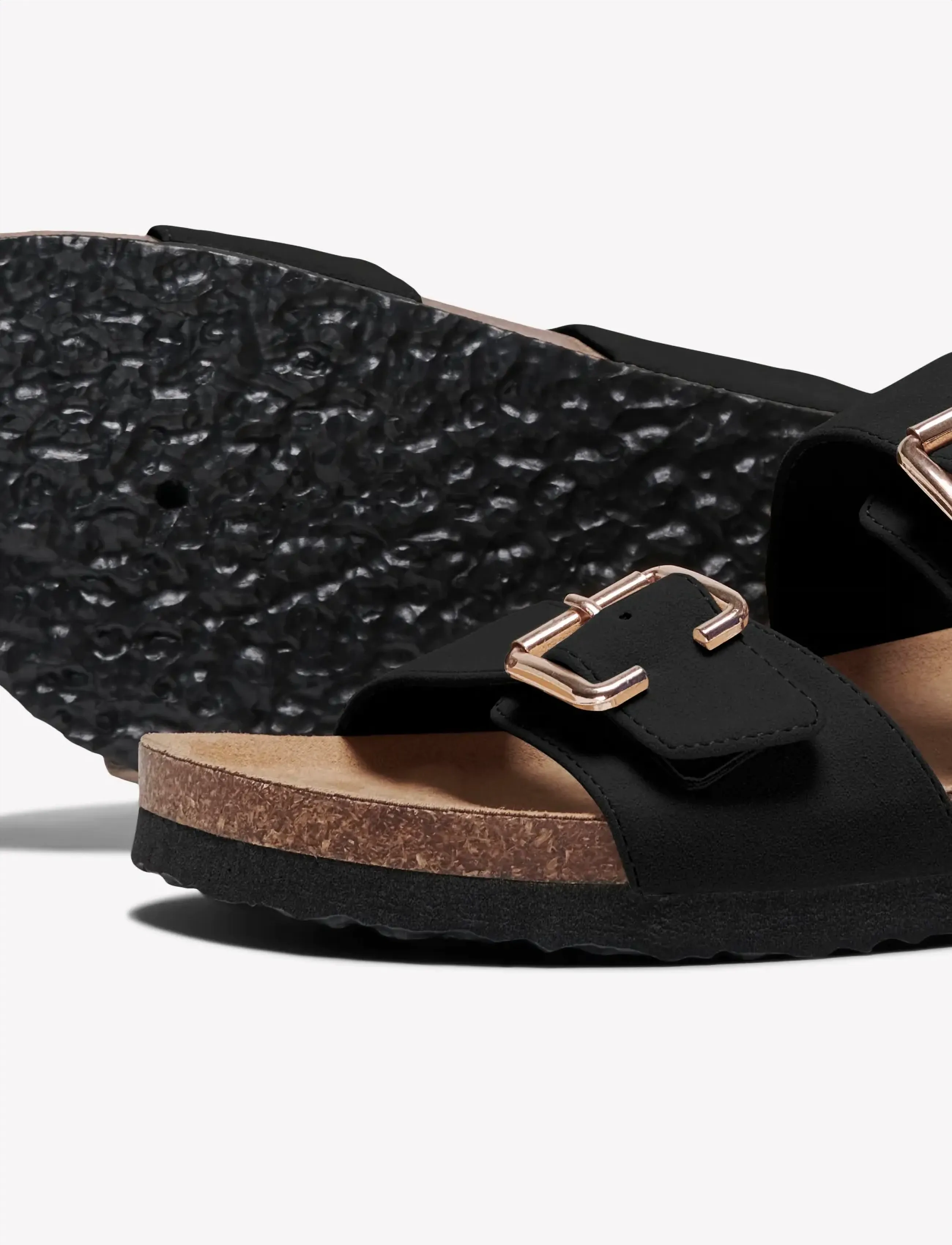 ONLY - ONLMAXI-13 PU STRAP BUCKLE SANDAL - flache sandalen - black - 4