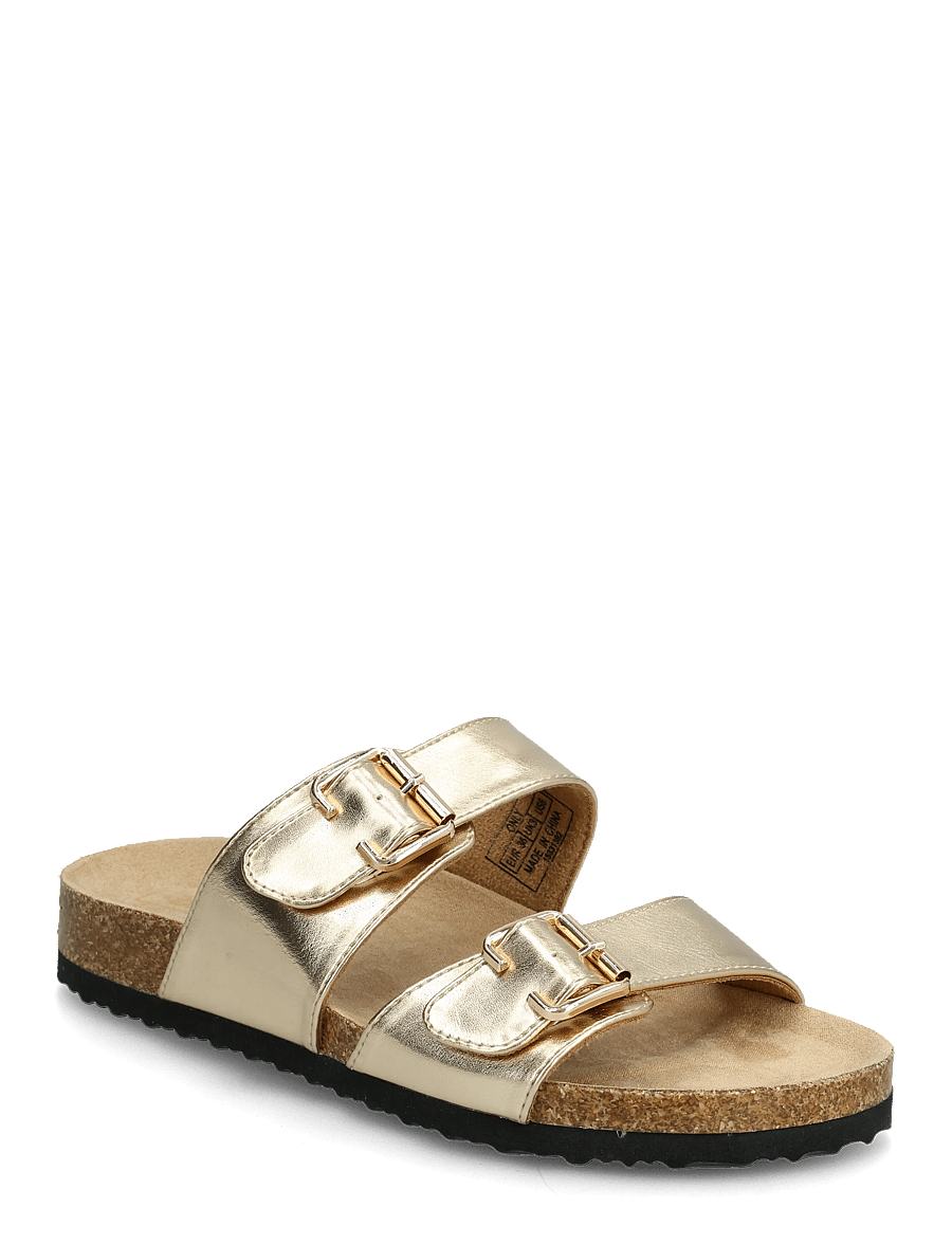 ONLY - ONLMAXI-13 PU STRAP BUCKLE SANDAL - flache sandalen - gold colour - 0