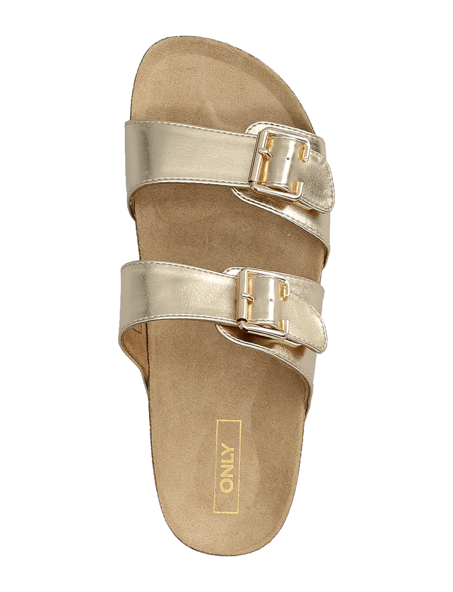 ONLY - ONLMAXI-13 PU STRAP BUCKLE SANDAL - sandales plates - gold colour - 3