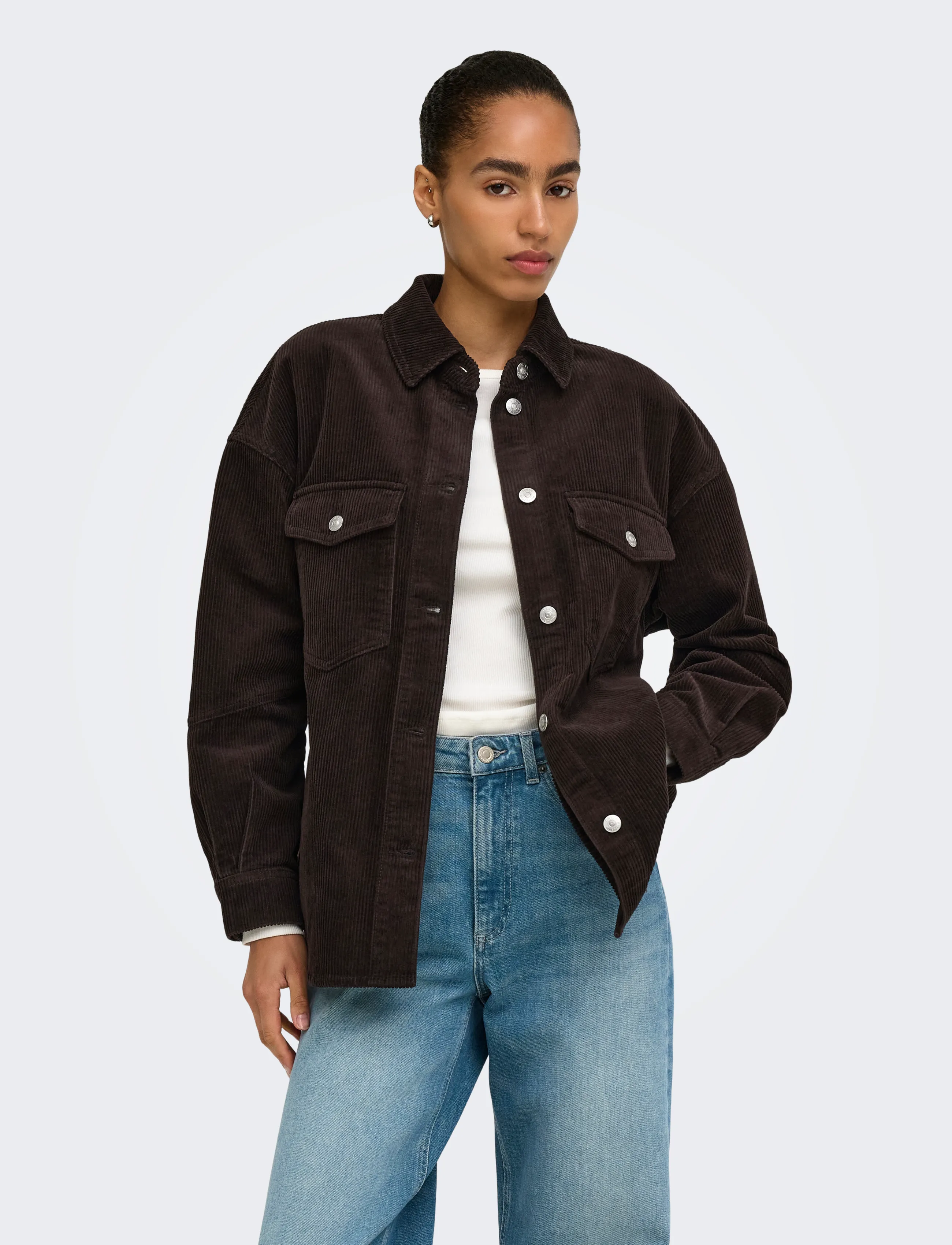 ONLY Onltiggy L/S Cord Shacket Pnt Noos, Kvinder, Fløjls Shacket, Brun, Str: XS