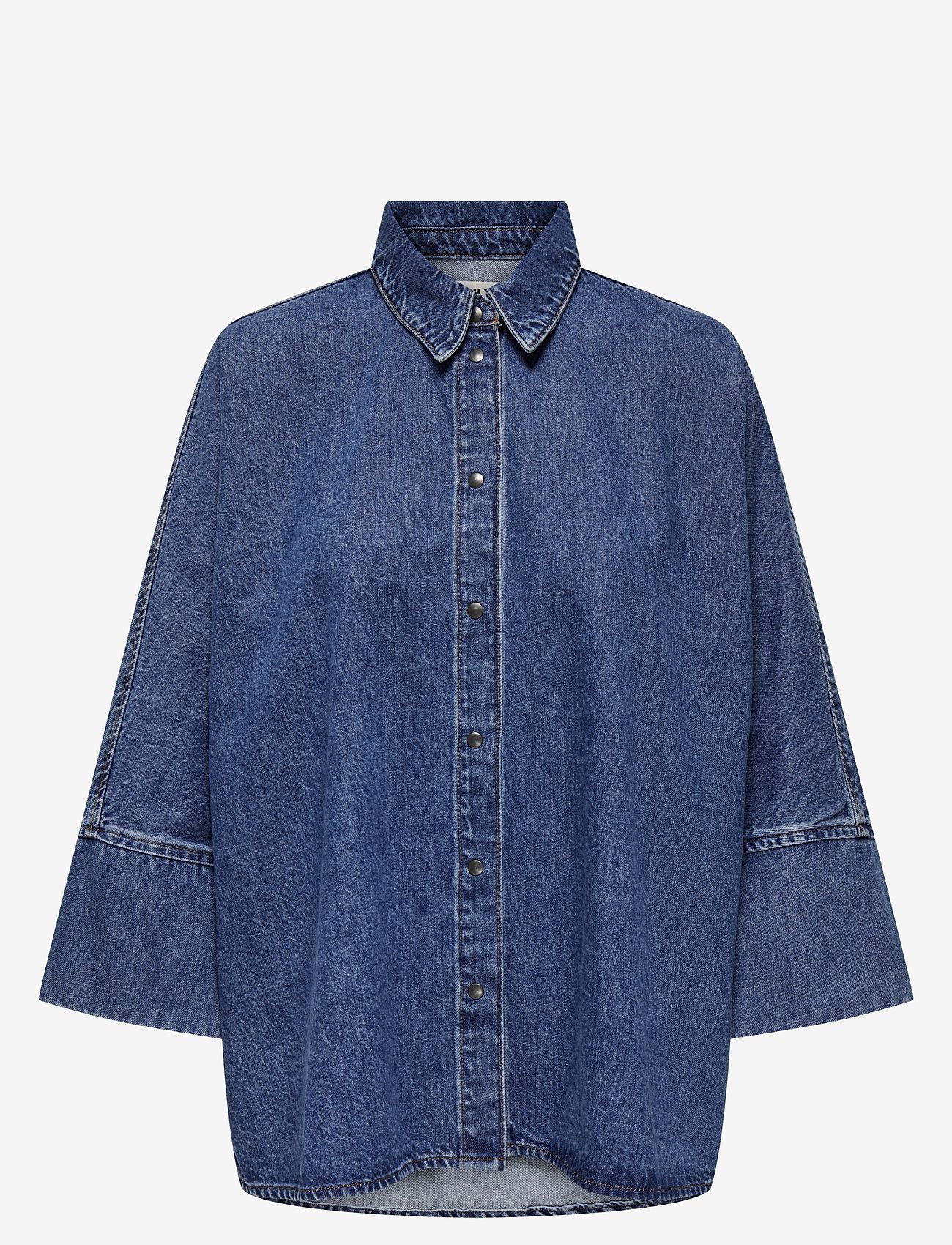 ONLY - ONLGRACE 3/4 DNM SHIRT CRO NOOS - denimskjorter - medium blue denim - 1