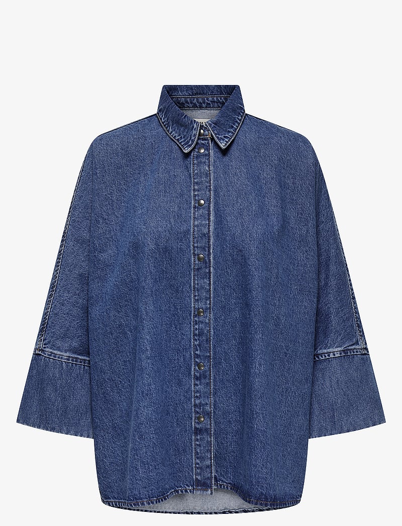 ONLY - ONLGRACE 3/4 DNM SHIRT CRO NOOS - denimskjorter - medium blue denim - 1