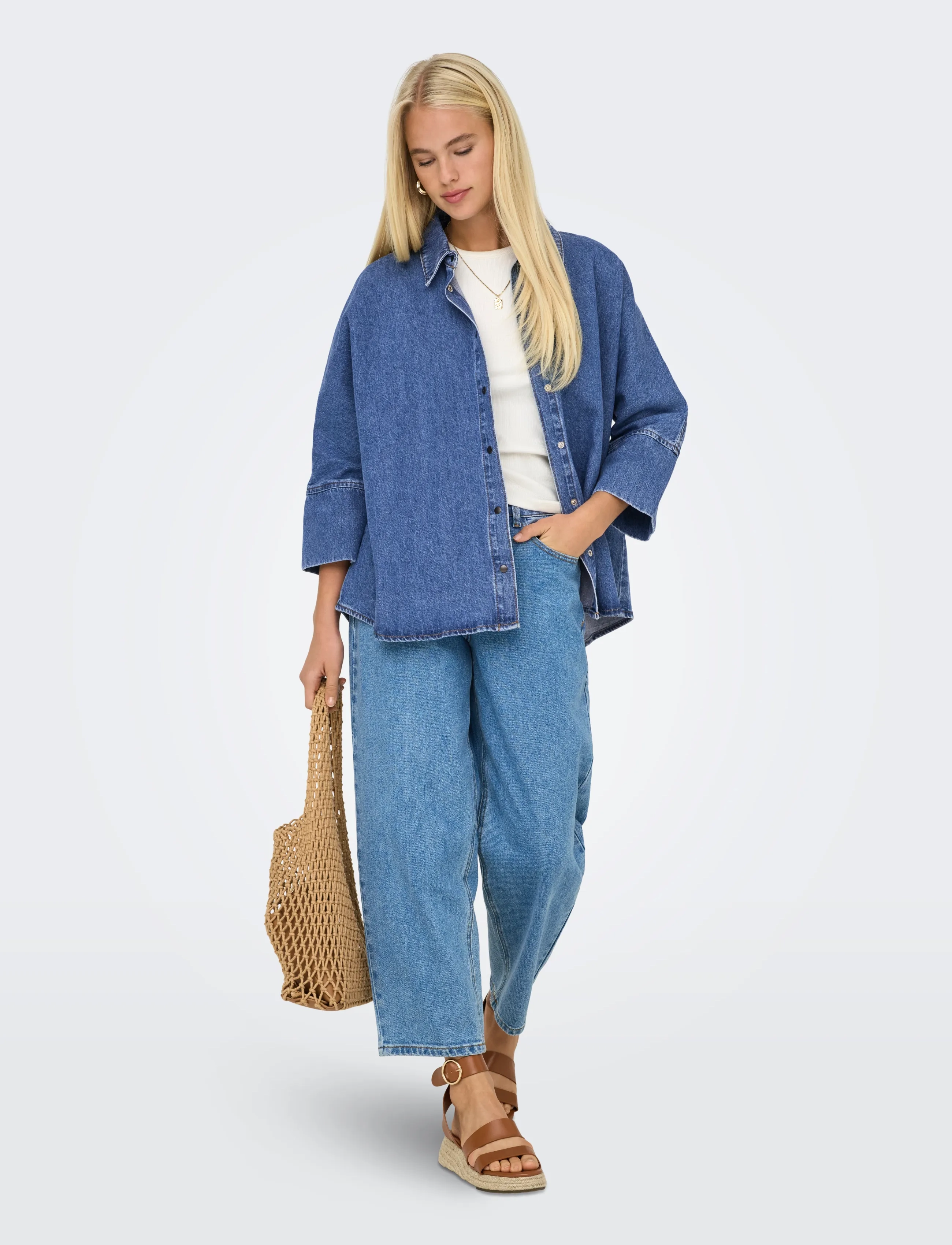 ONLY - ONLGRACE 3/4 DNM SHIRT CRO NOOS - jeanshemden - medium blue denim - 5