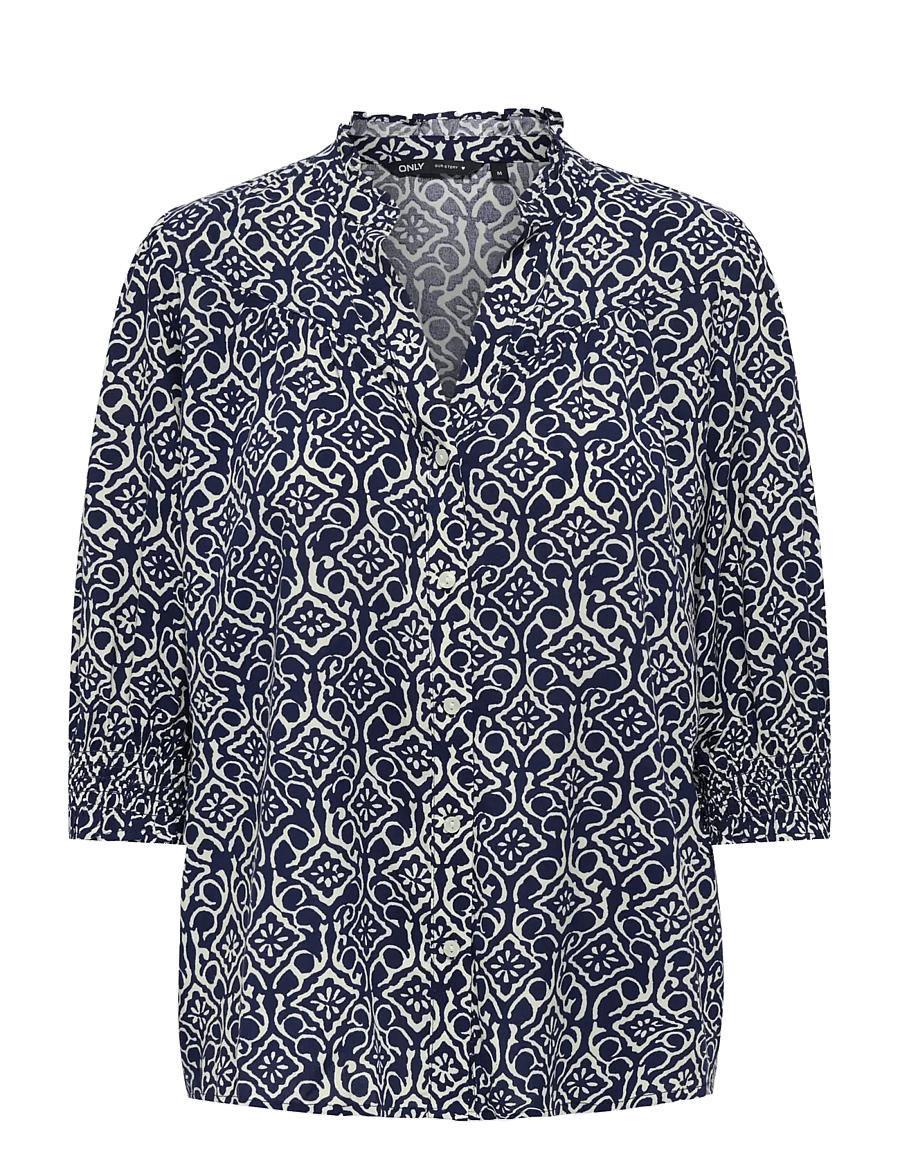 ONLY - ONLRAYA 3/4 SHIRT WVN NOOS - långärmade blusar - night sky - 1