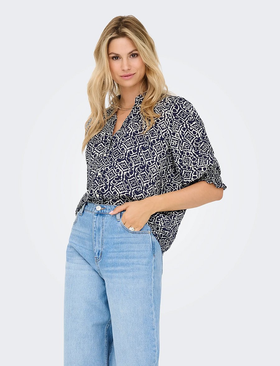ONLY - ONLRAYA 3/4 SHIRT WVN NOOS - långärmade blusar - night sky - 0