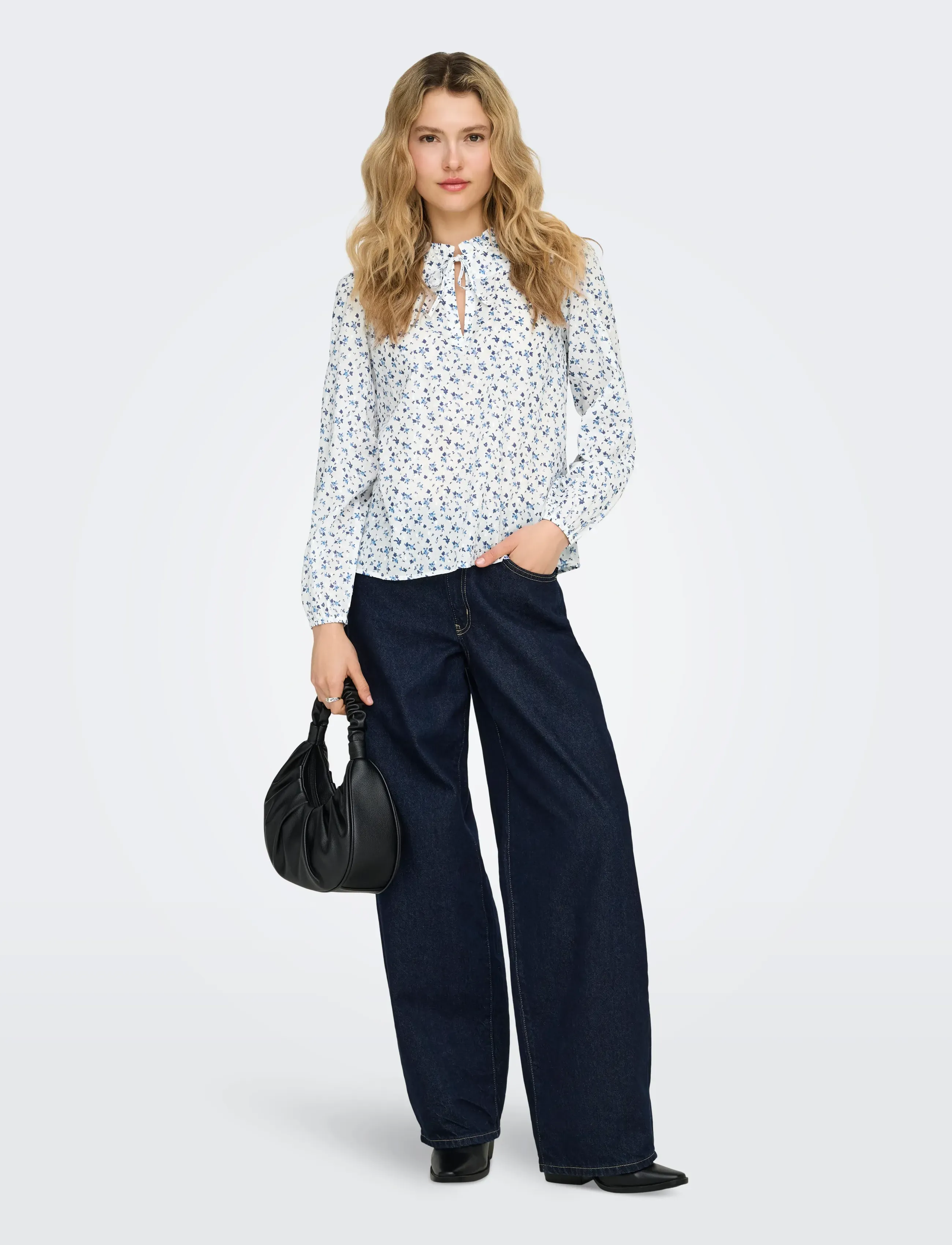 ONLY - ONLROANNE L/S TOP WVN NOOS - pikkade varrukatega pluusid - cloud dancer - 4