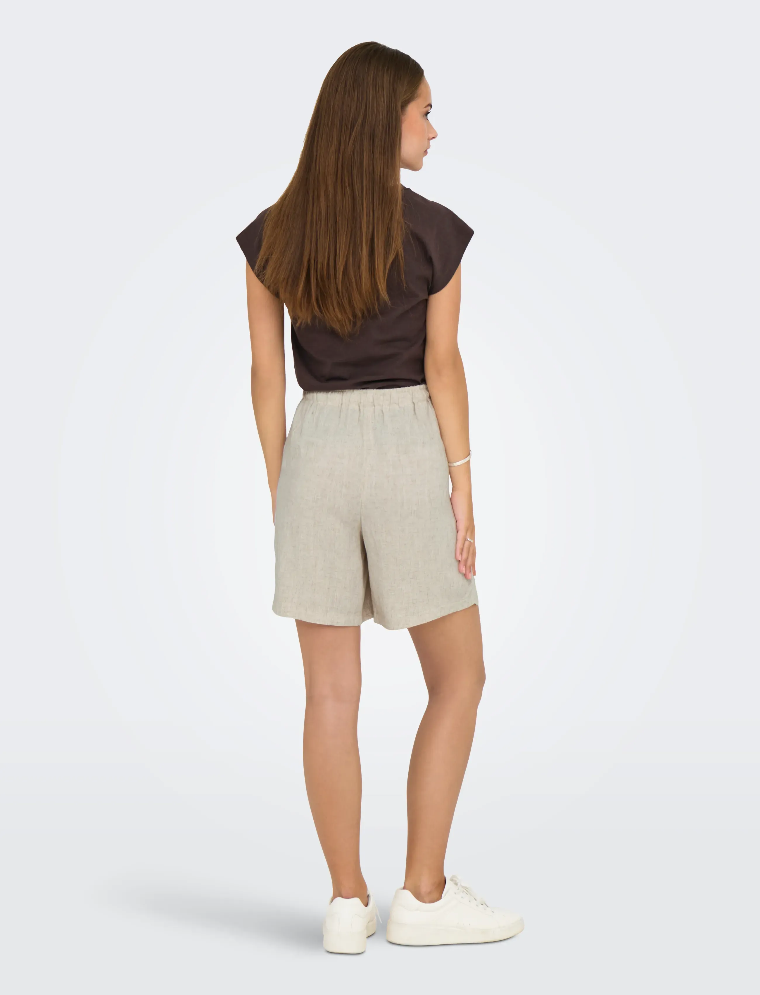 ONLY - ONLSIESTA MW PULL-UP LIN BL SHORTS  NOOS - leinen-shorts - moonbeam - 3