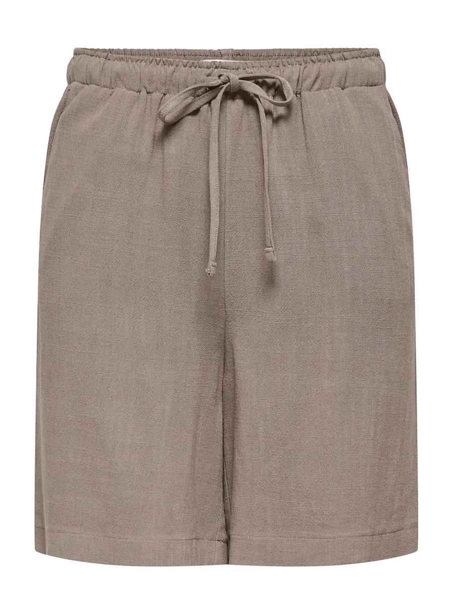 ONLY - ONLSIESTA MW PULL-UP LIN BL SHORTS NOOS - leinen-shorts - walnut - 1