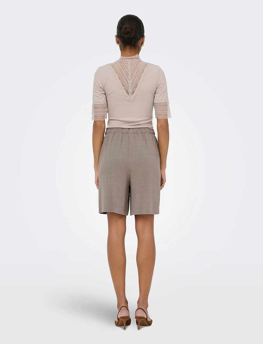 ONLY - ONLSIESTA MW PULL-UP LIN BL SHORTS NOOS - leinen-shorts - walnut - 3