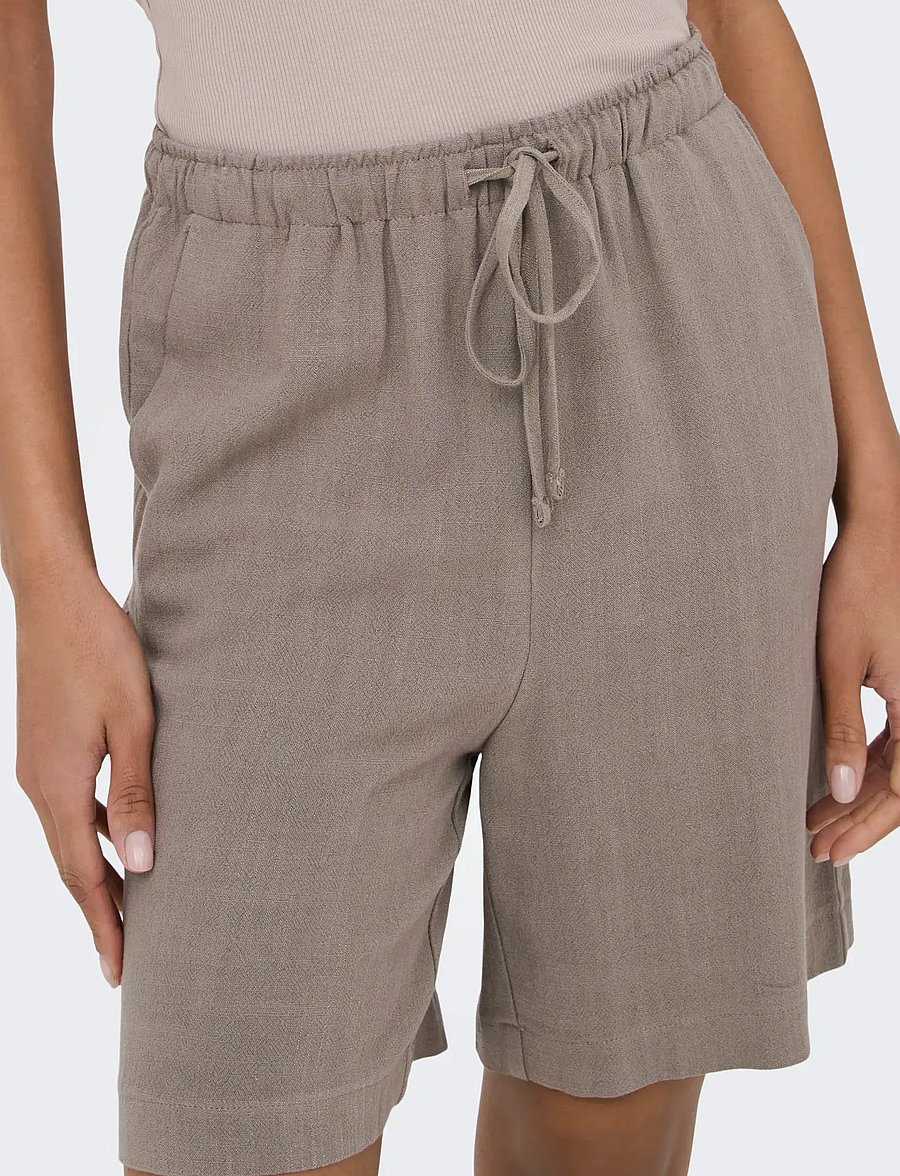 ONLY - ONLSIESTA MW PULL-UP LIN BL SHORTS NOOS - leinen-shorts - walnut - 5