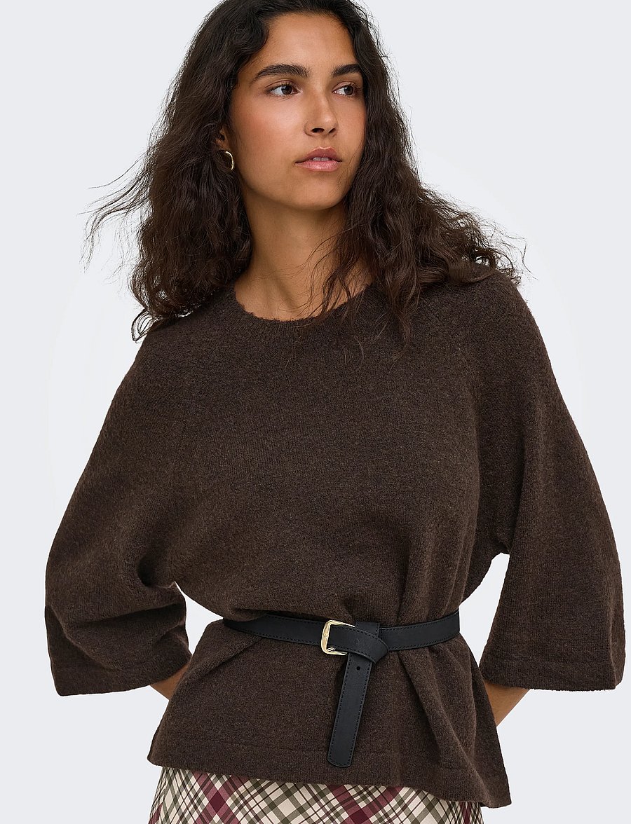 ONLY - ONLSIMONI 3/4 PULLOVER KNT NOOS - pullover - coffee bean - 5