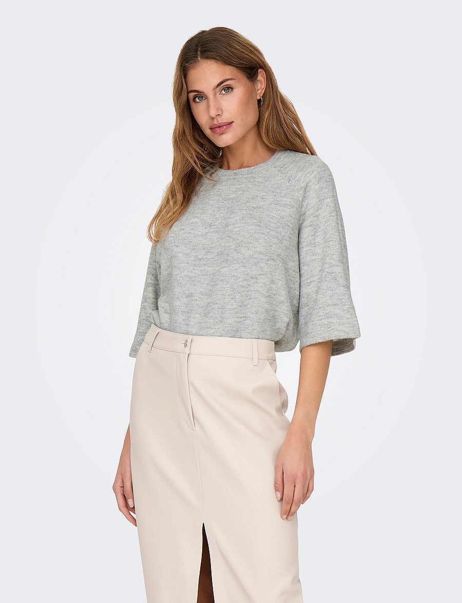 ONLY - ONLSIMONI 3/4 PULLOVER KNT NOOS - pullover - light grey melange - 0