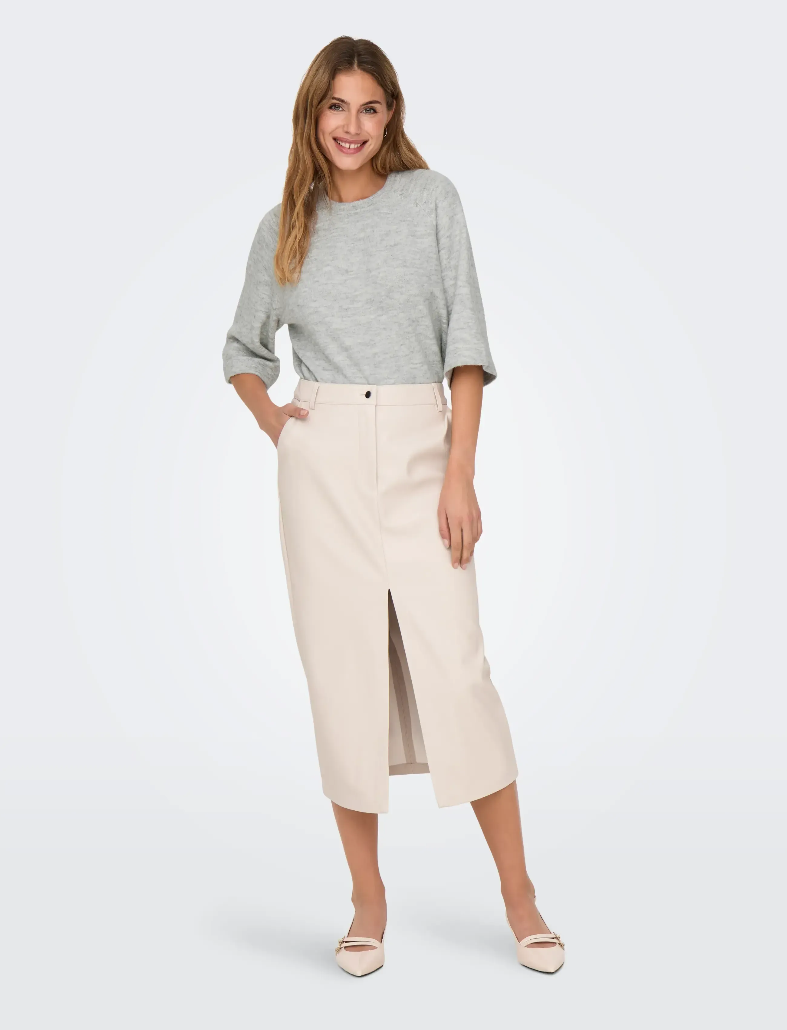 ONLY - ONLSIMONI 3/4 PULLOVER KNT NOOS - pullover - light grey melange - 4