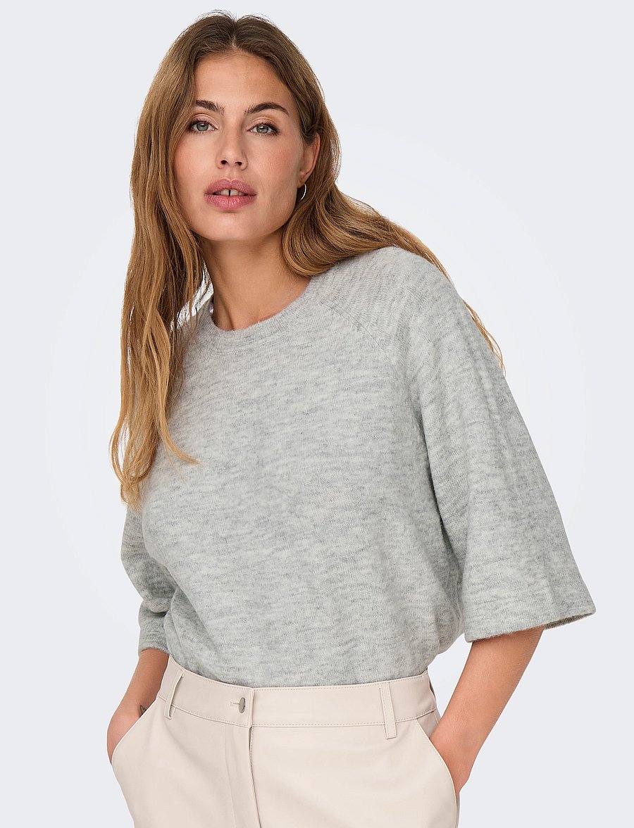 ONLY - ONLSIMONI 3/4 PULLOVER KNT NOOS - pullover - light grey melange - 5